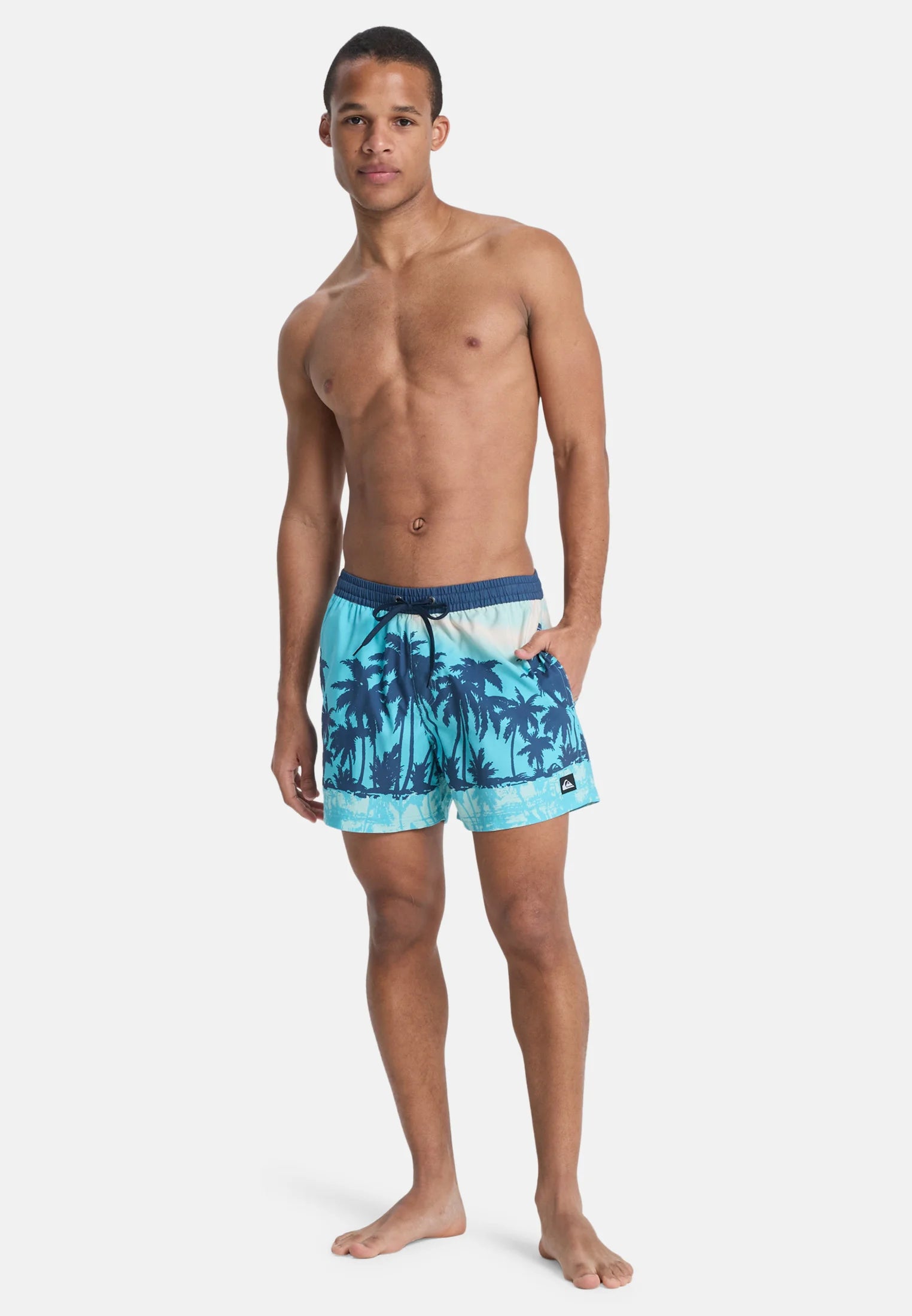 Spodenki kąpielowe Quiksilver z nadrukiem do siatkówki na co dzień – niebieski nadruk