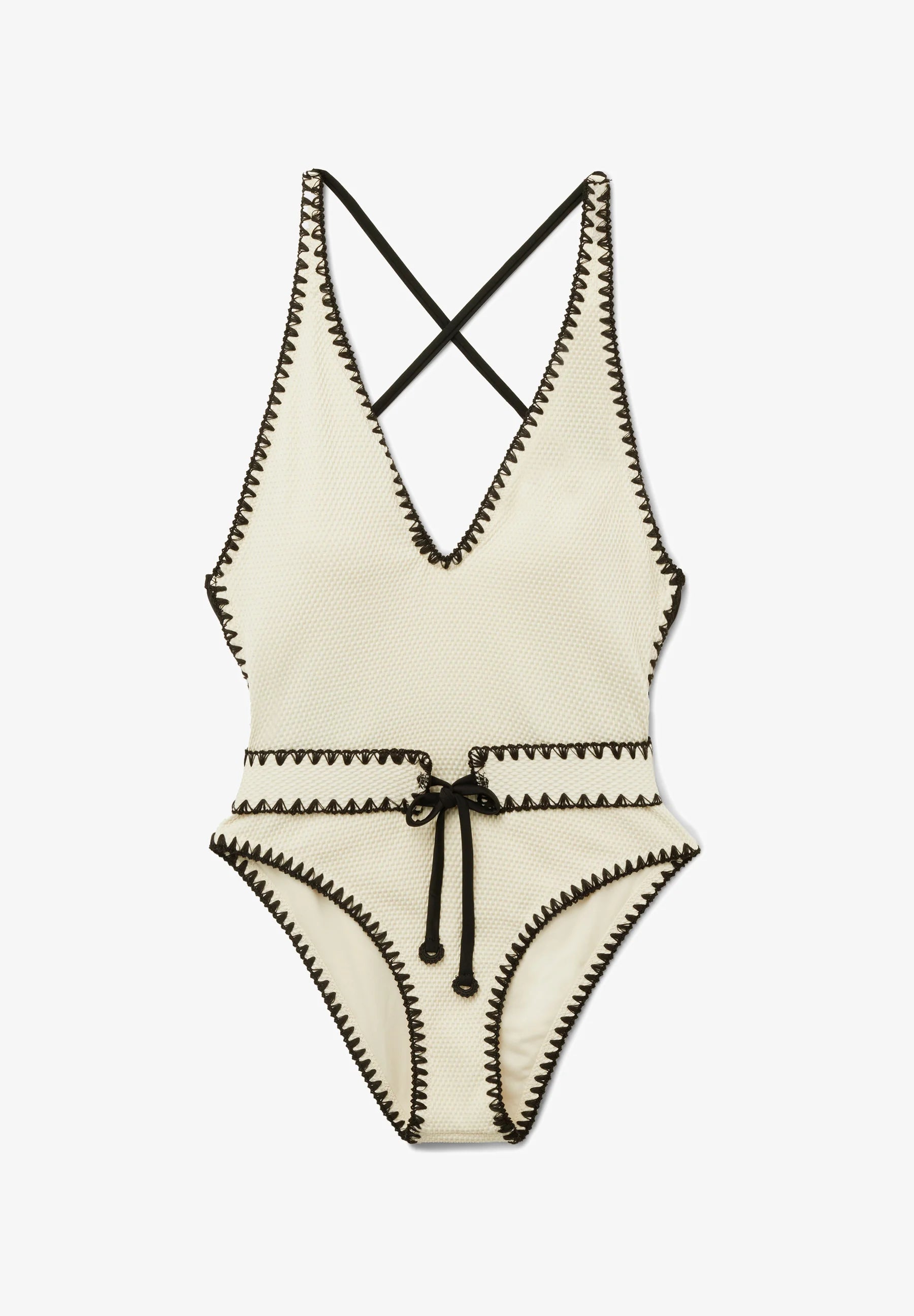 Calzedonia Bicolor-Stickerei-Badeanzug – Weiß