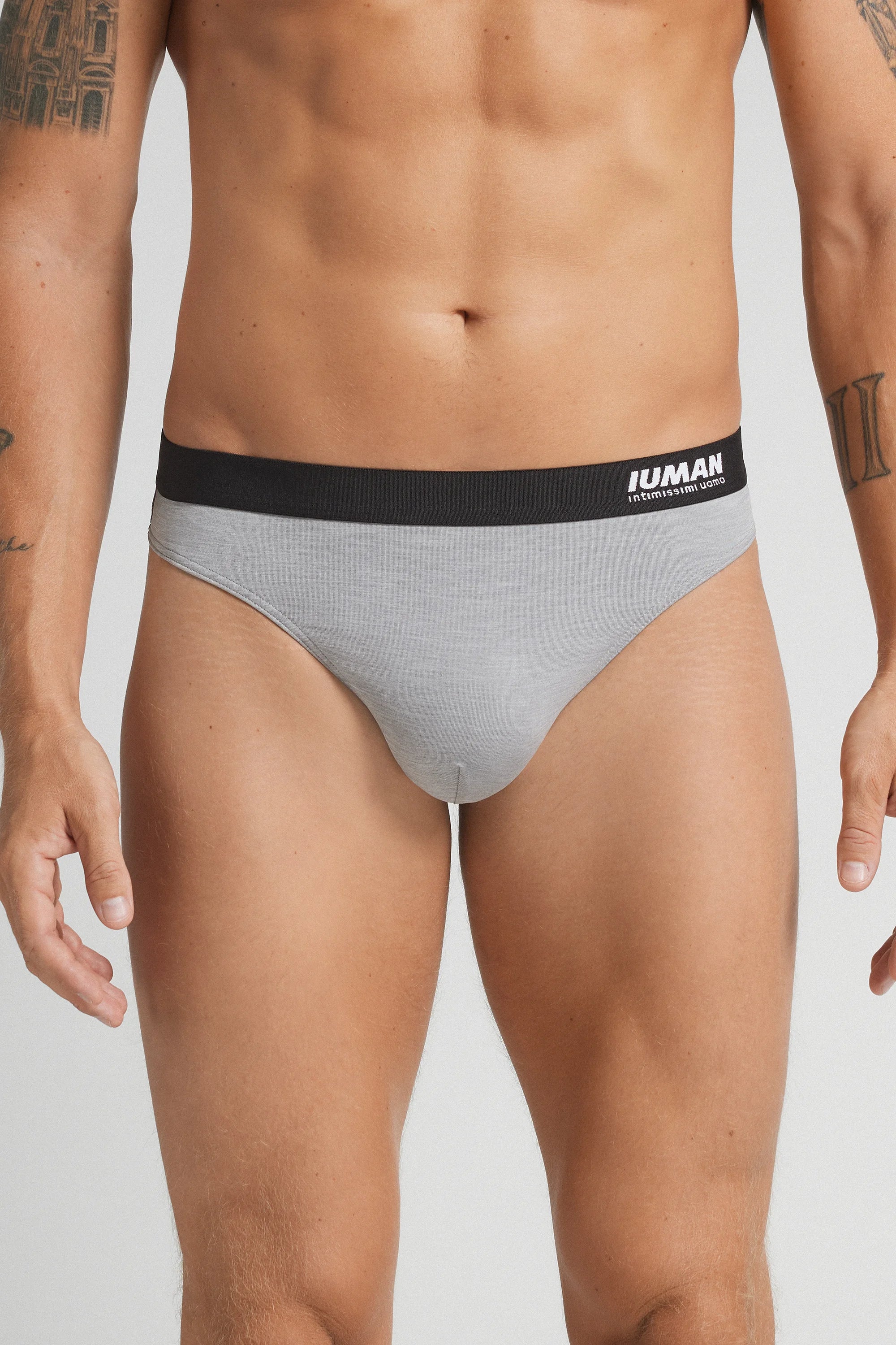 String UIMAN Intimissimi Uomo G-String Logo – Gris Pâle