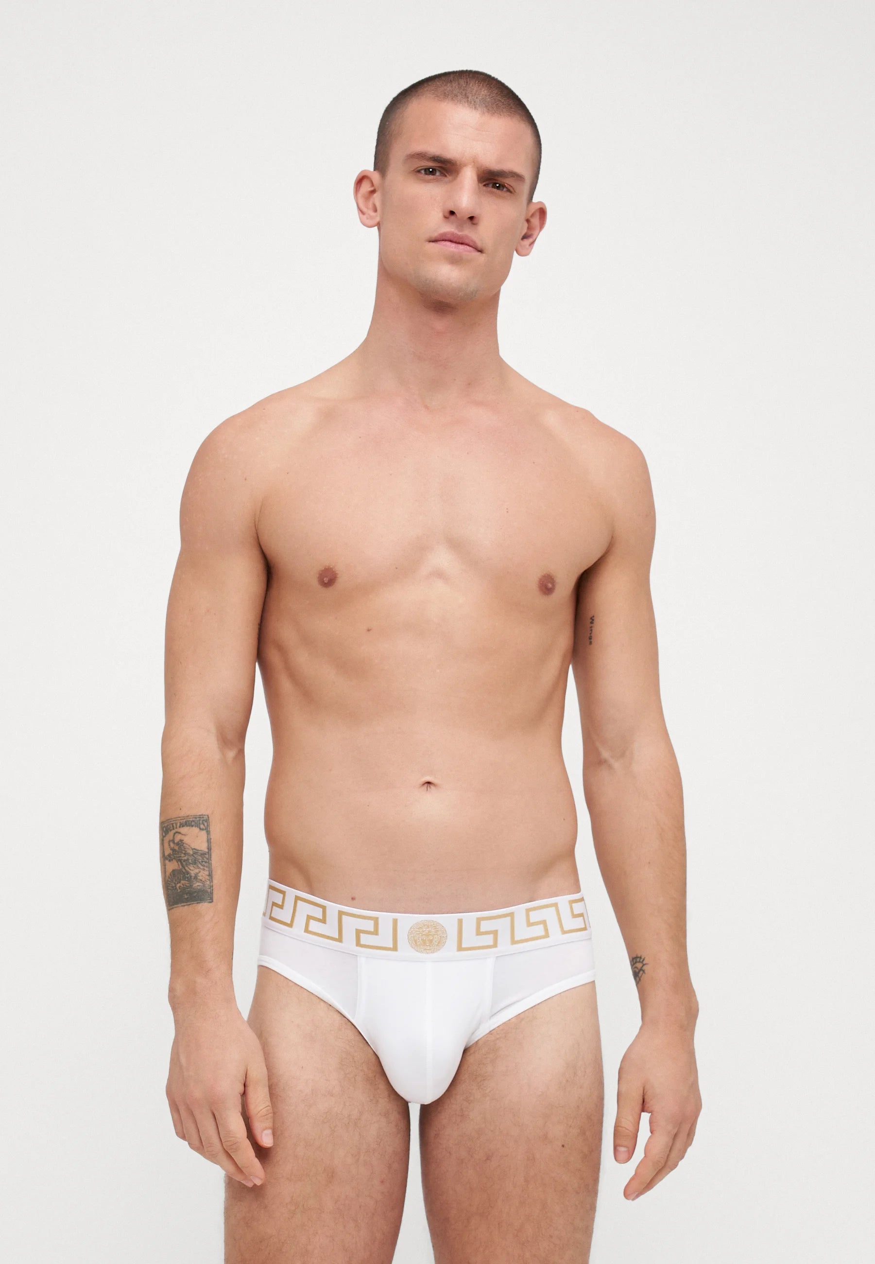 Versace Cotton Stretch Briefs – Low Rise – 3 Pack – Black, Dark Blue, White