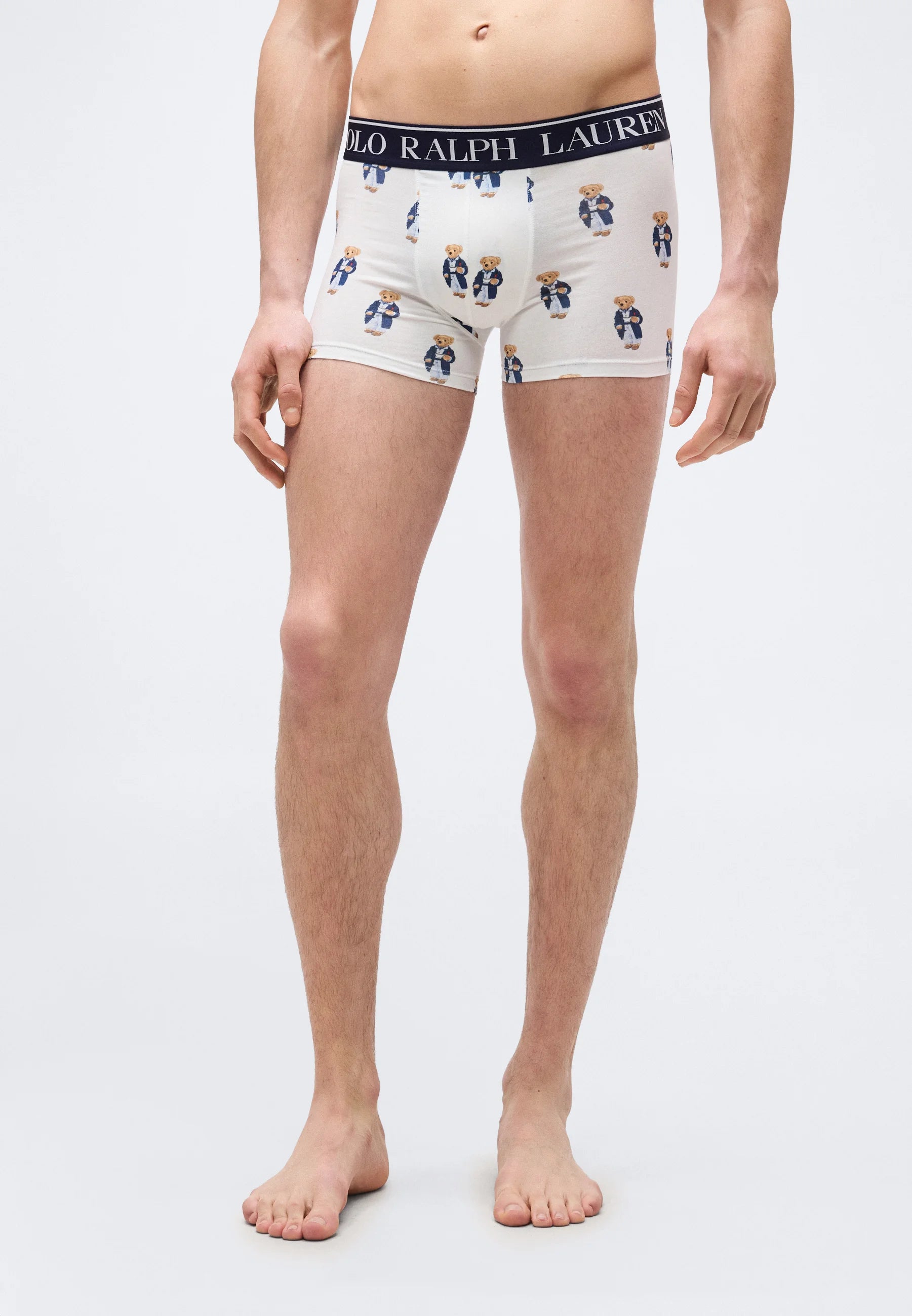 Boxers Polo Ralph Lauren en coton stretch – Taille basse – Lot de 2 – Bleu, Blanc