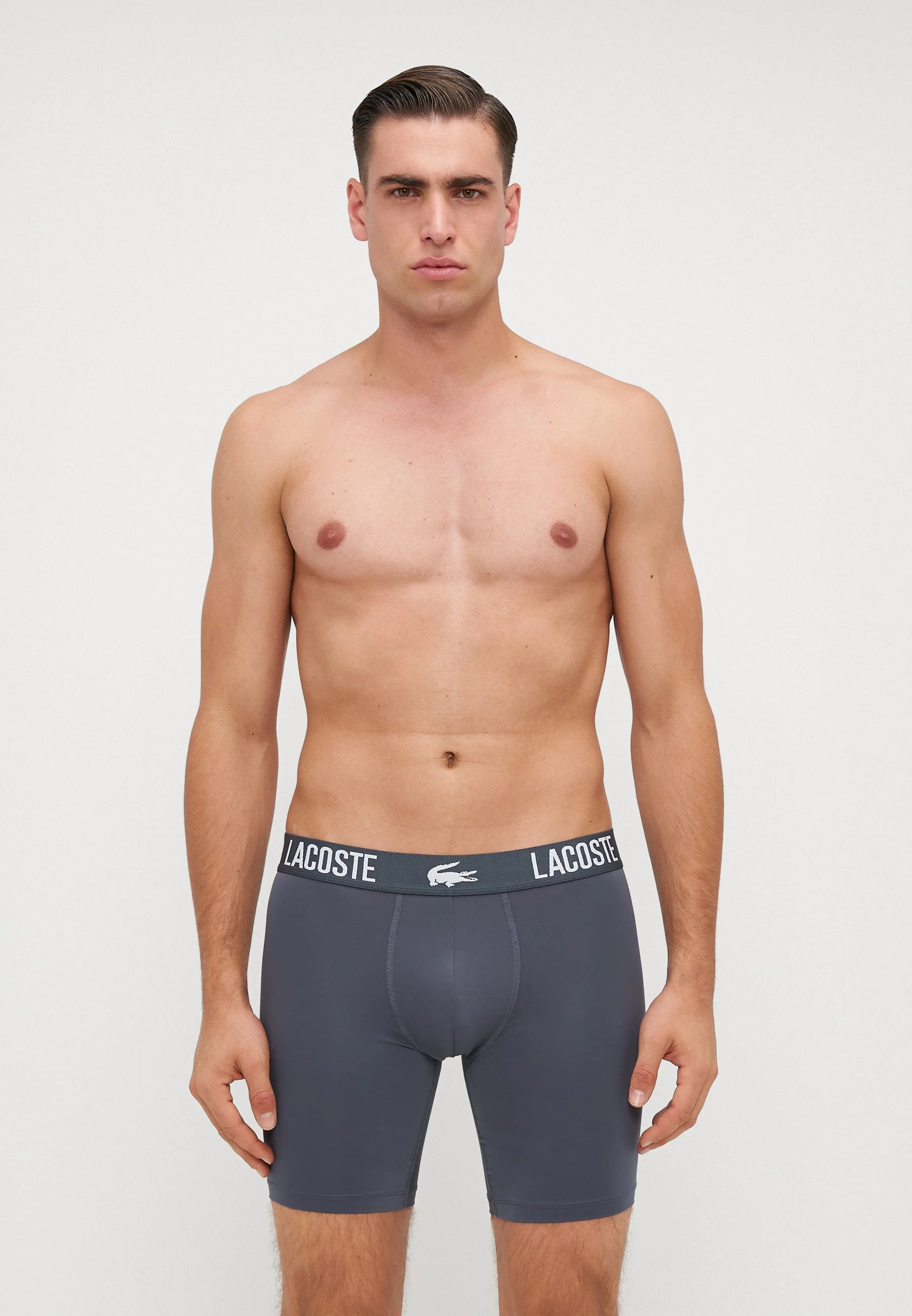Lacoste Sport Performance Spodní prádlo 3 Pack Stretch Trunks – černá, Flagstone bílá, šedá