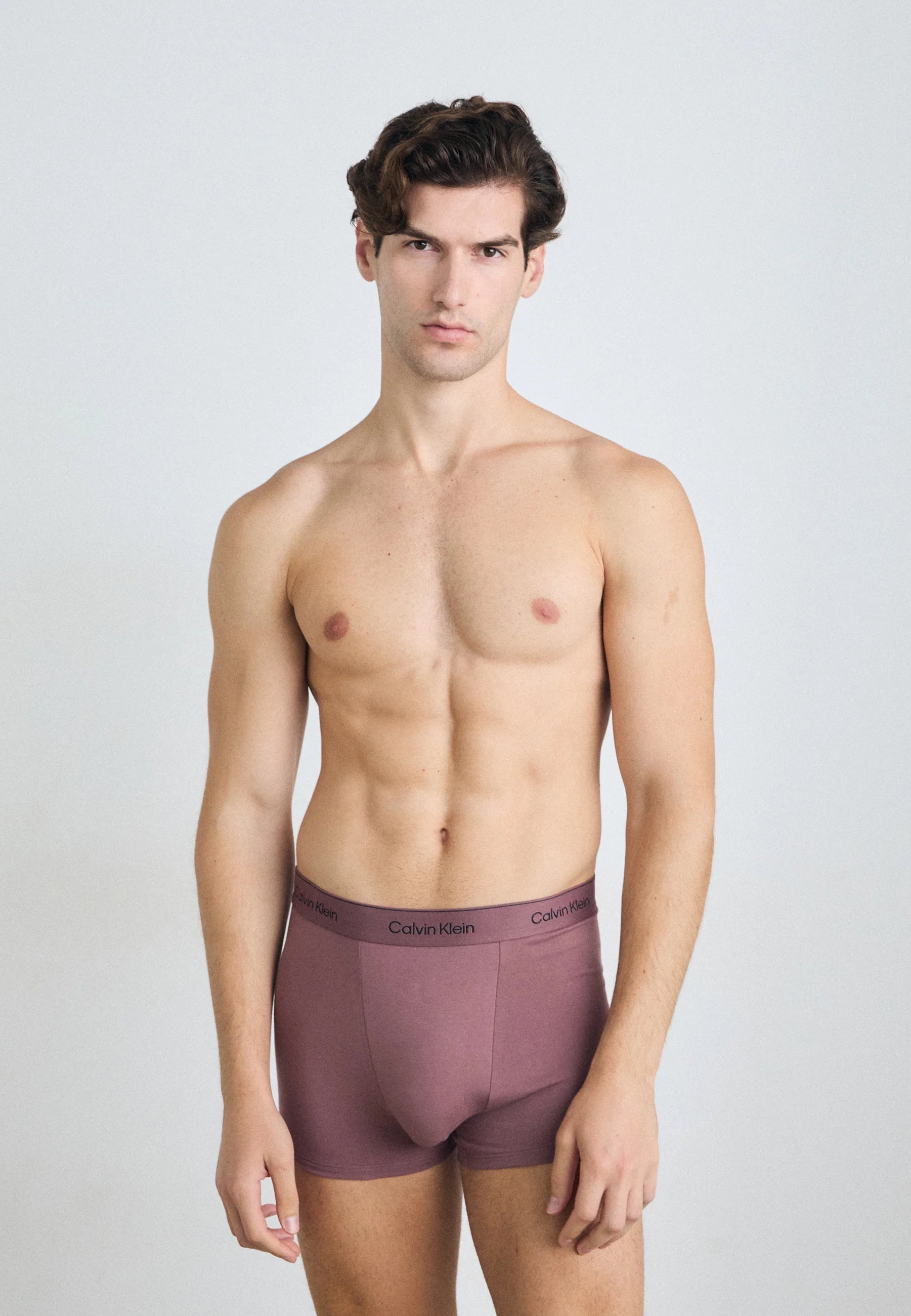 Calvin Klein Icon Cotton Stretch Relaxed Fit Trunks – 3 Pack – Capri Rose, Grey Heather, Antique Moss