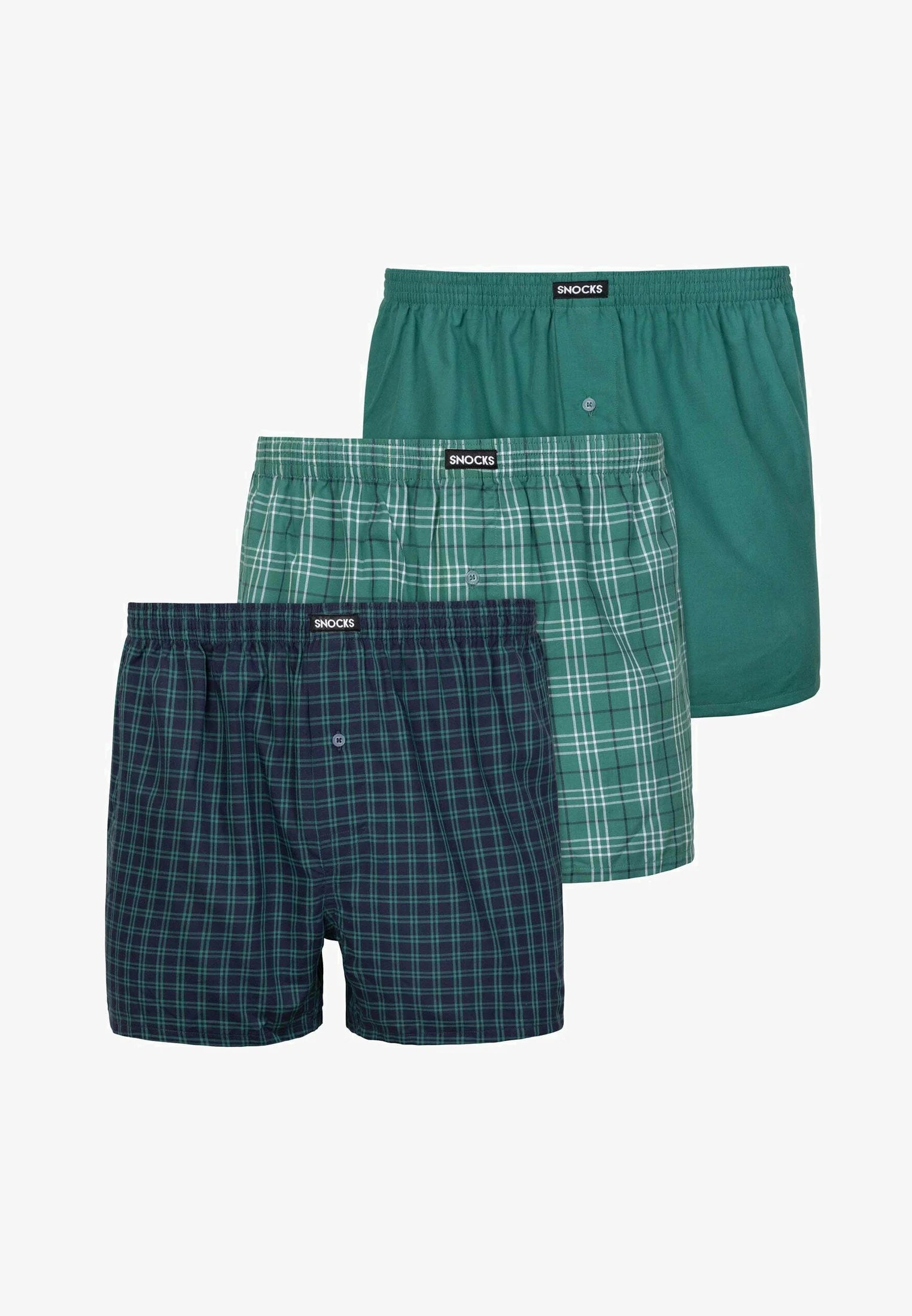 SNOCKS American 3 Pack Boxer Shorts – Green Pattern Mix