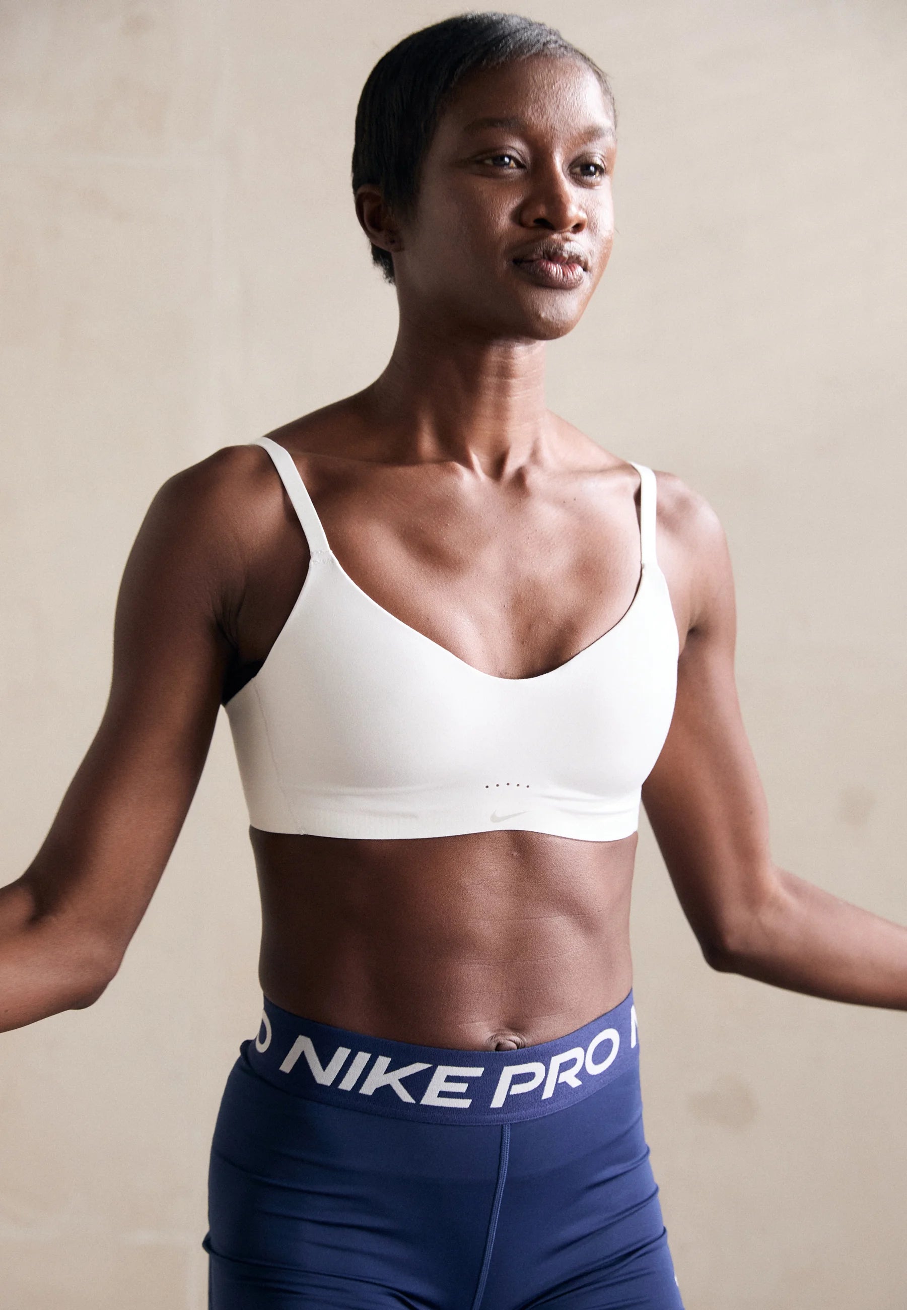 Nike Performance Alate Minimalist Light Support Bra – White, Cool Grey