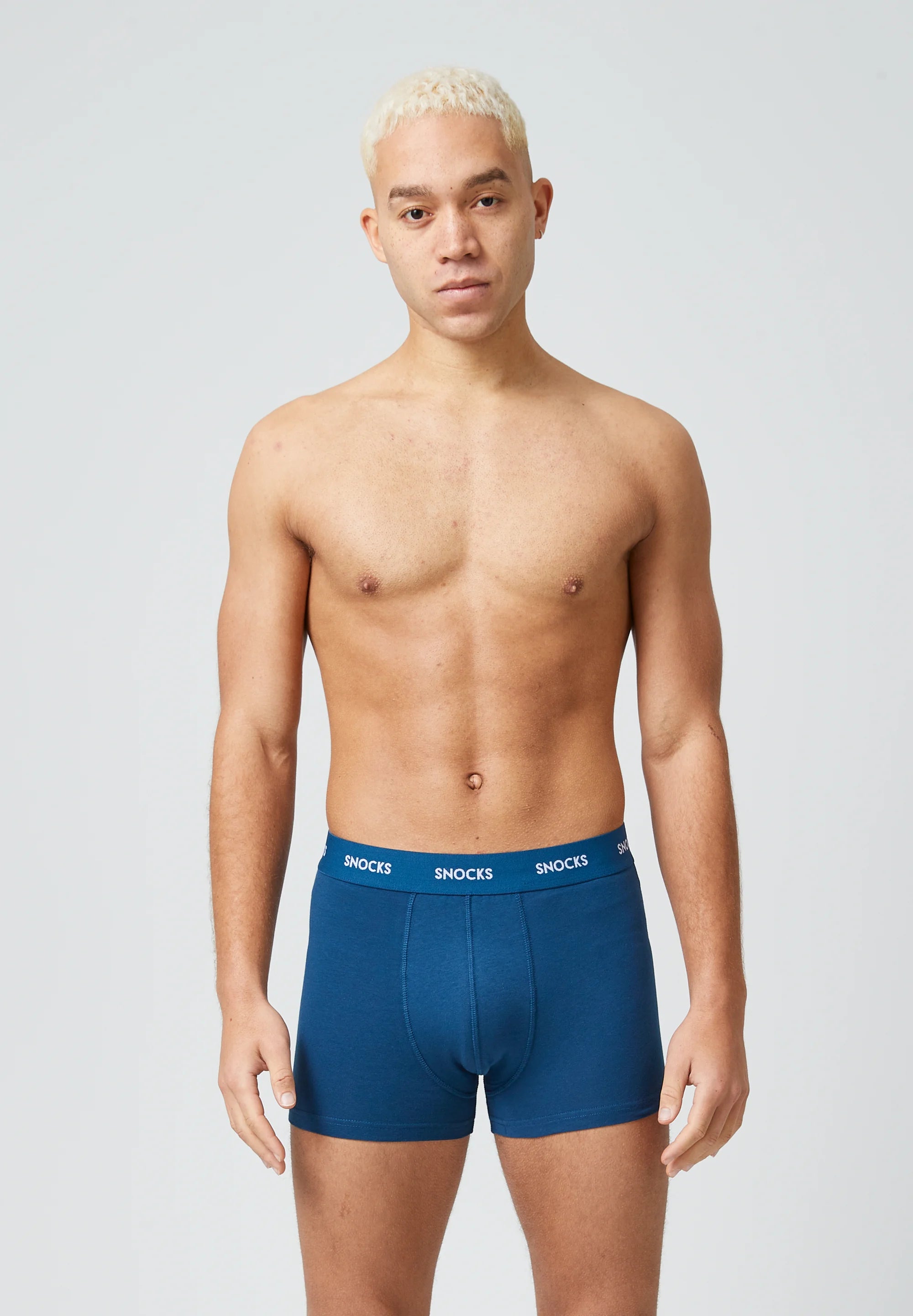 SNOCKS 6er-Pack Unterhosen mit farbigem Bund – Blau gestreift