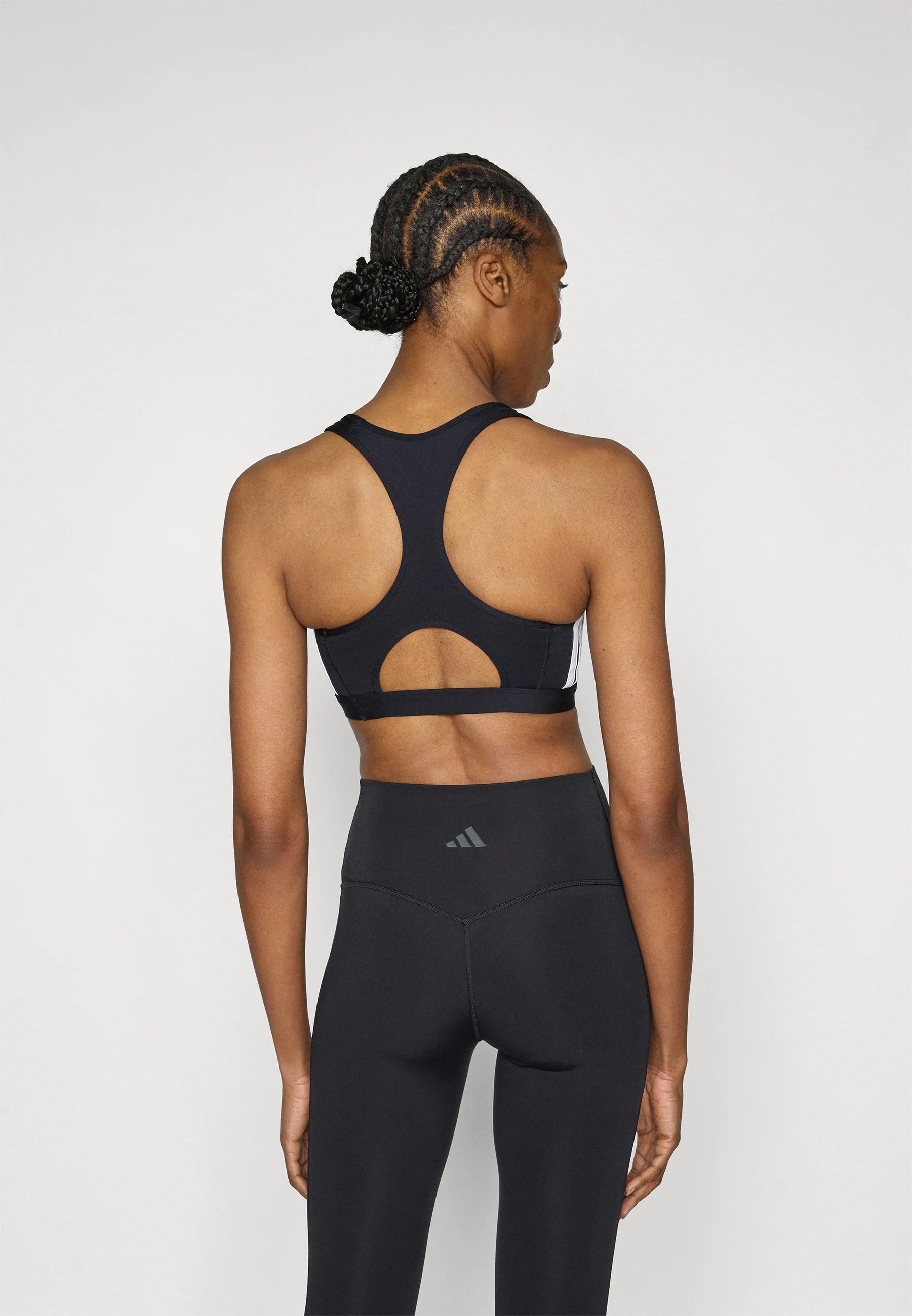 Adidas Performance Optime Essentials 3 Stripes Medium Support Bra – Black, White