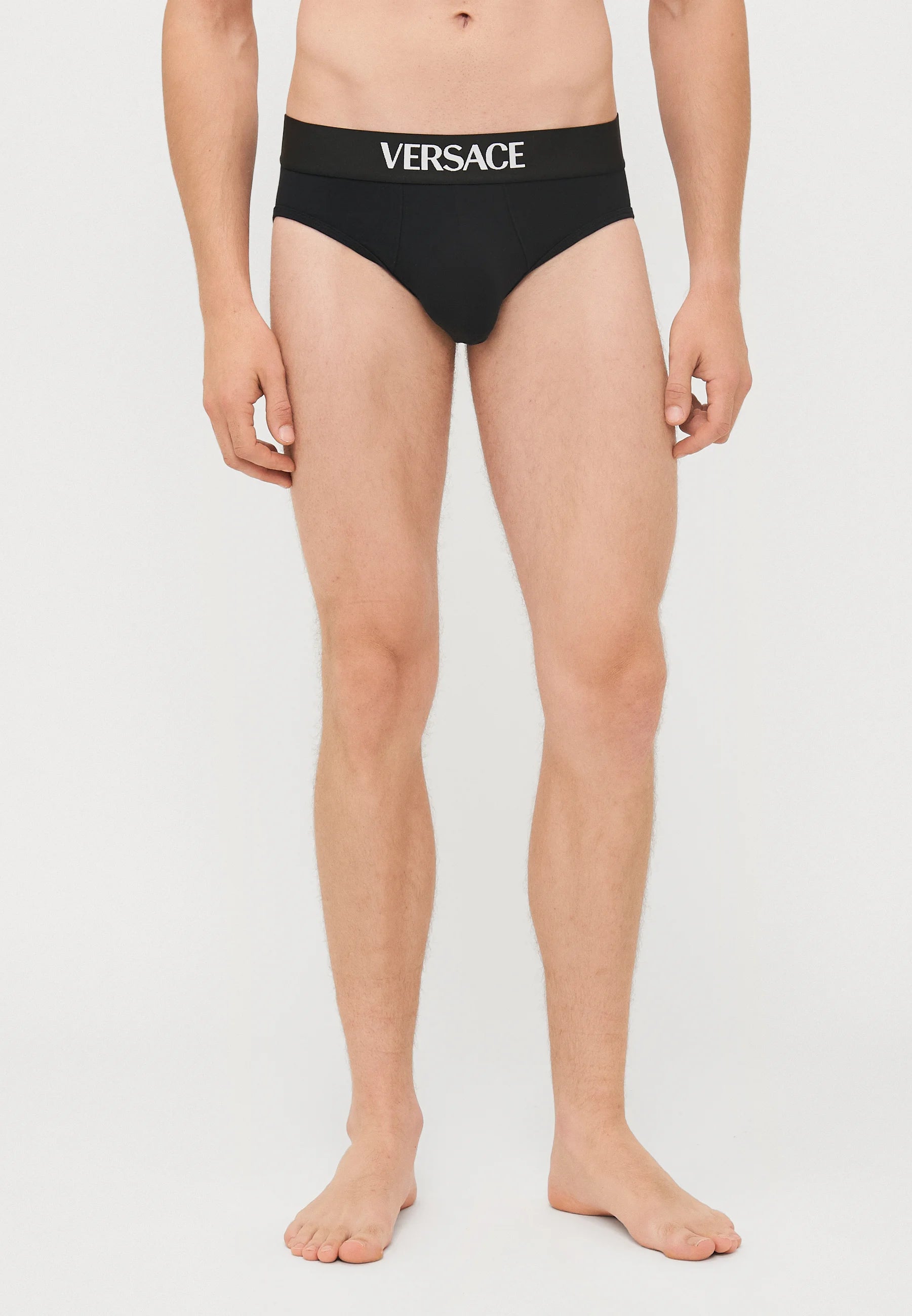 Versace Cotton Stretch Briefs – Low Rise – 2 Pack – White, Black