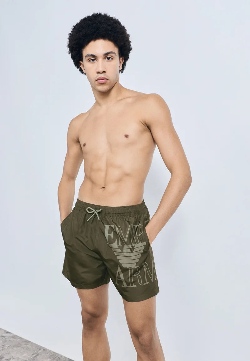Pantaloncini da bagno boxer Emporio Armani EA7 Bold Logo - Oliva