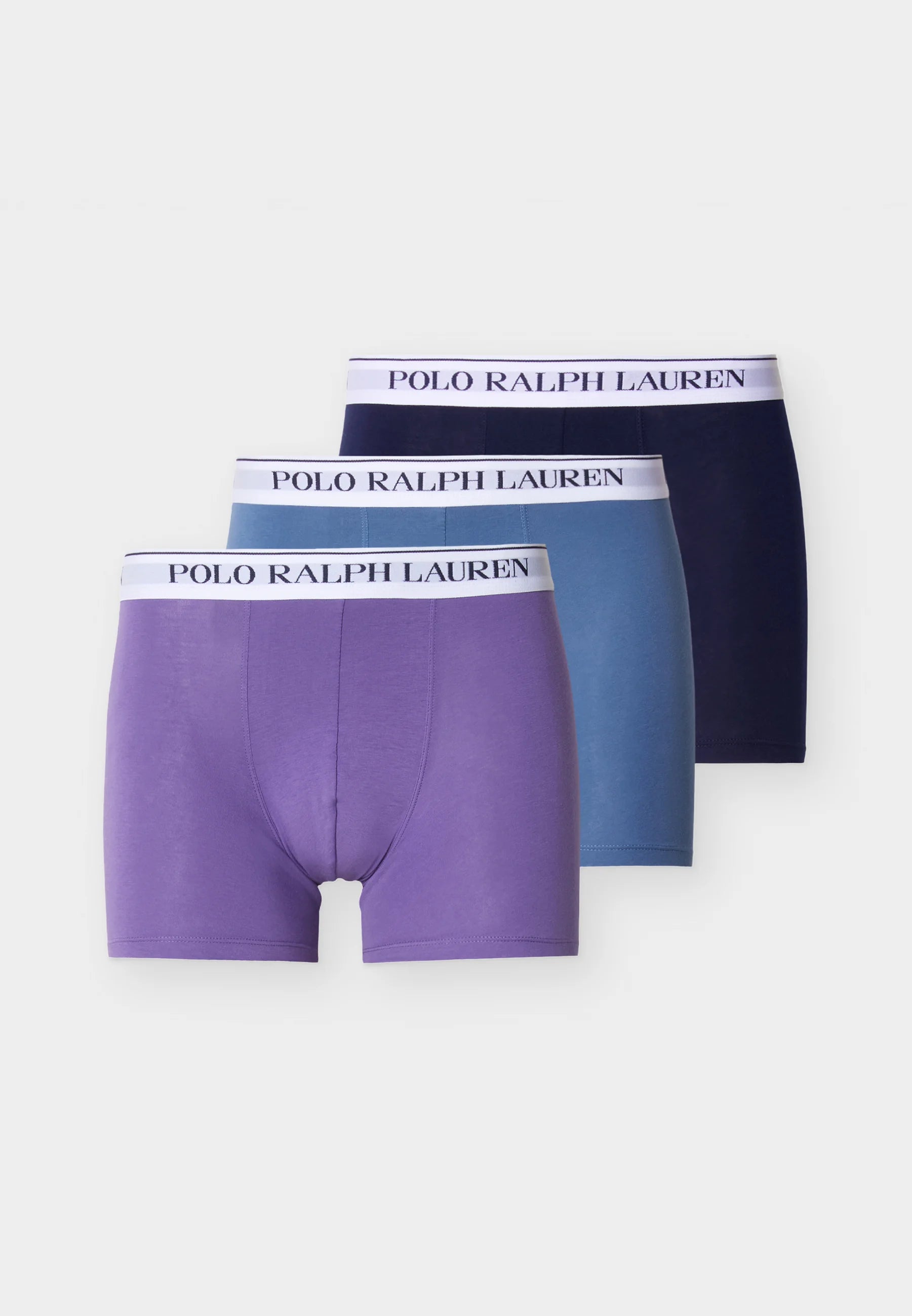 Polo Ralph Lauren Cotton Stretch Boxer Briefs – 3 Pack – Purple Lilac, Delta Blue, Navy