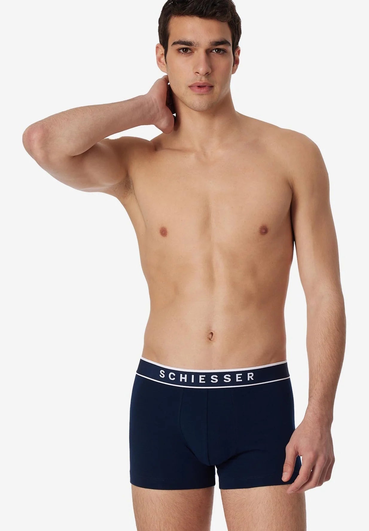 Schiesser Cotton Stretch Trunks – Black, Dark Blue, Grey