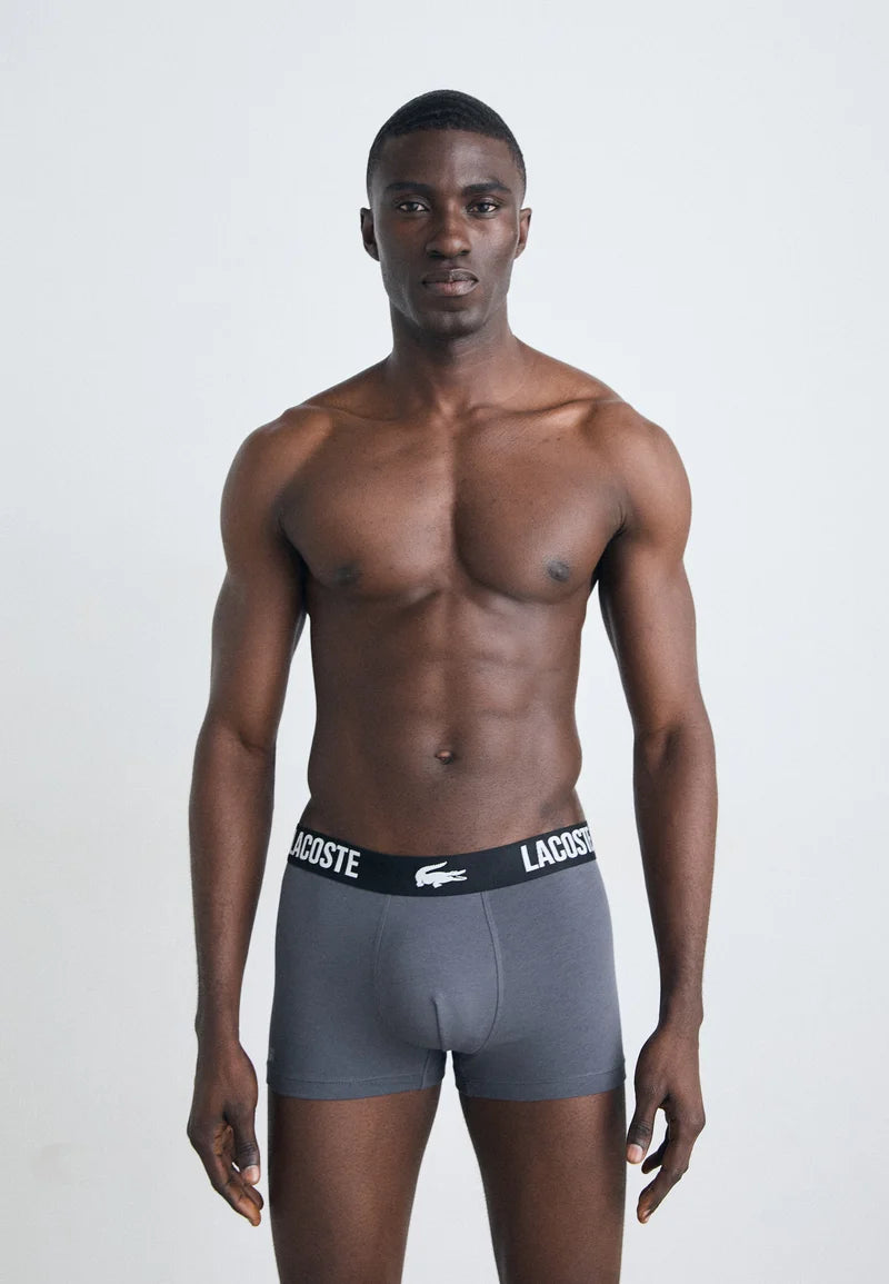 Lacoste Classic Stretch Trunks 3 Pack – Black, Dark Grey, Red