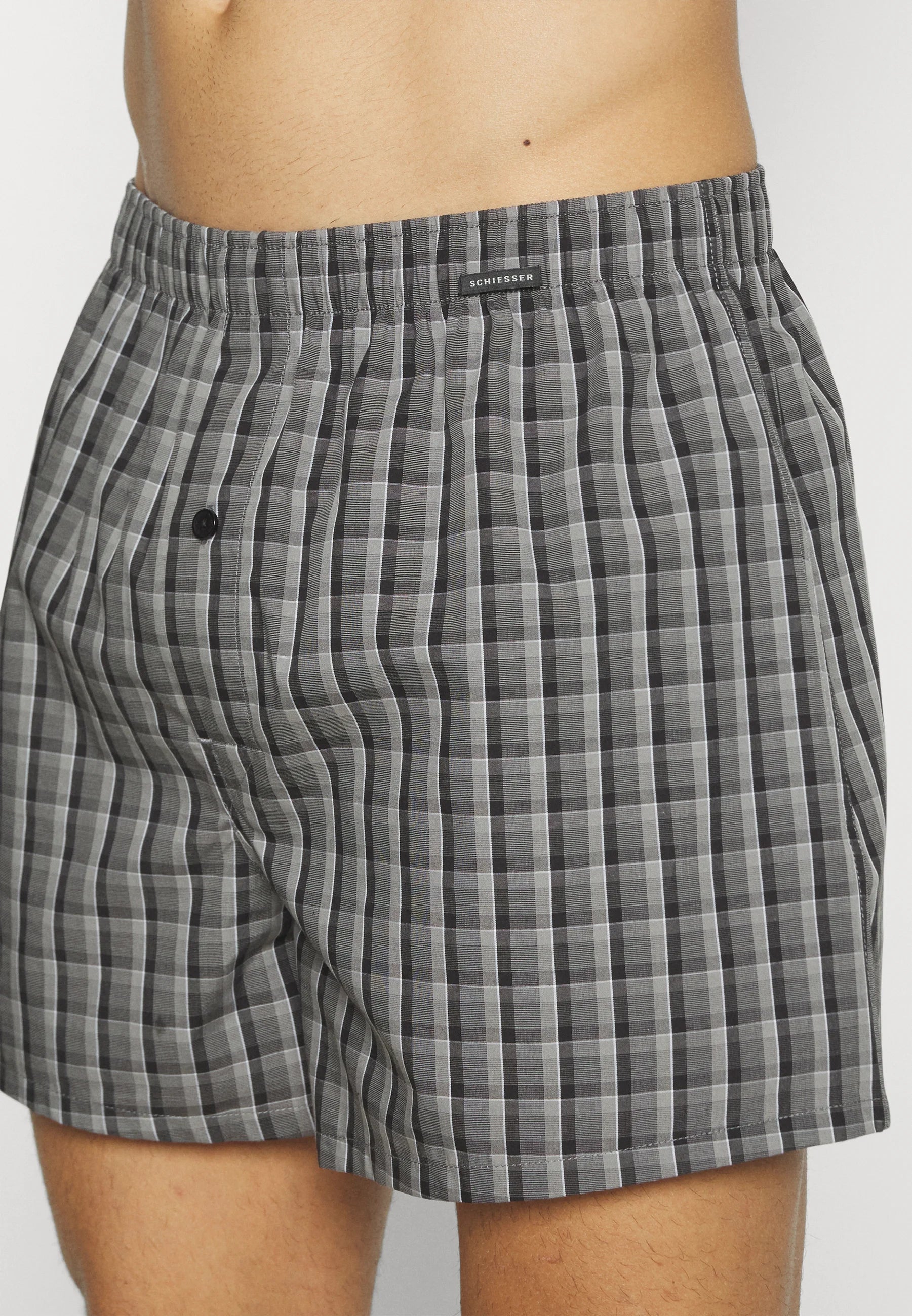 Schiesser Cotton Boxer Shorts 2 Pack – Grey, Black