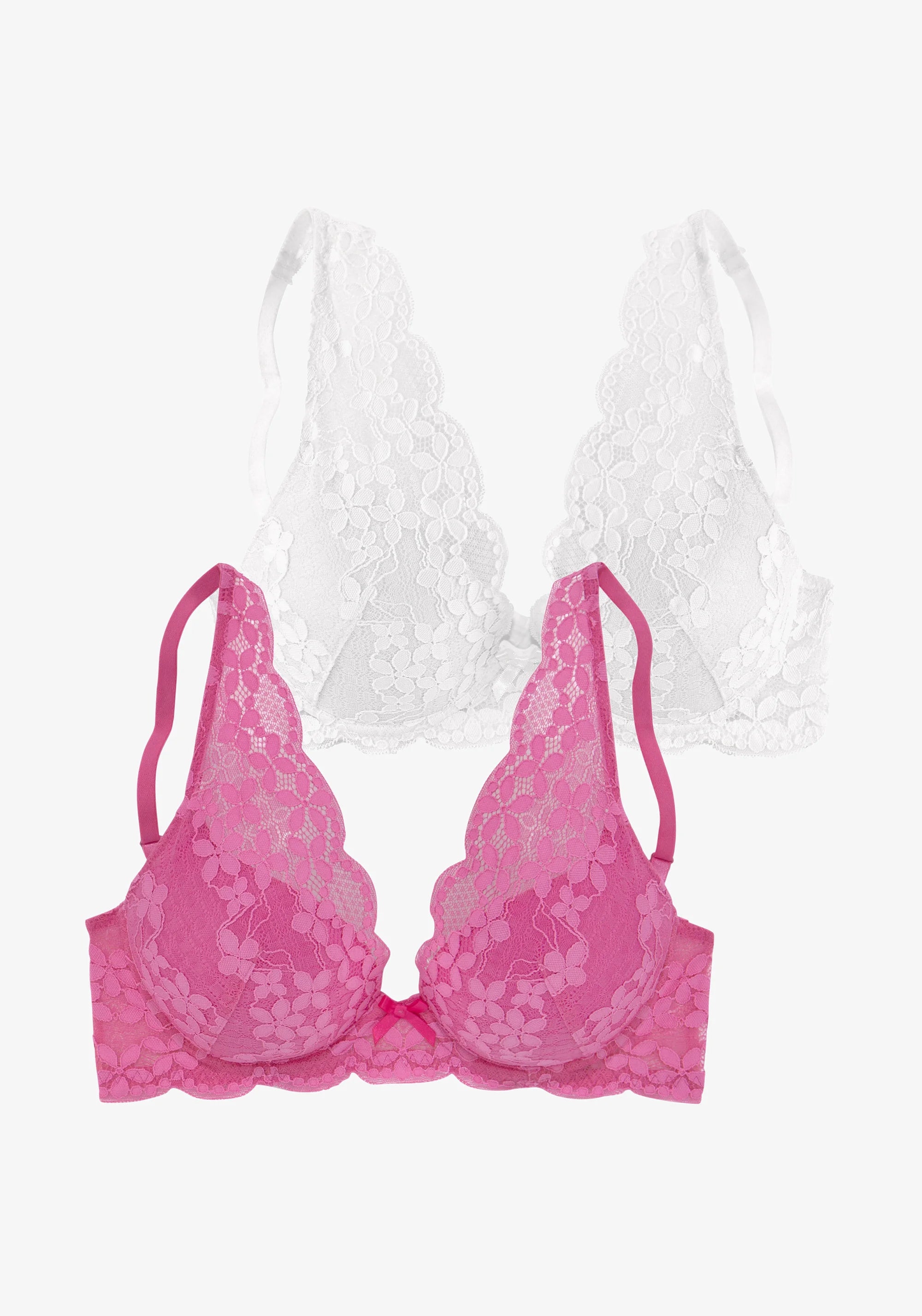 LASCANA Petite Fleur Triangle Bra 2 Pack – růžová, bílá