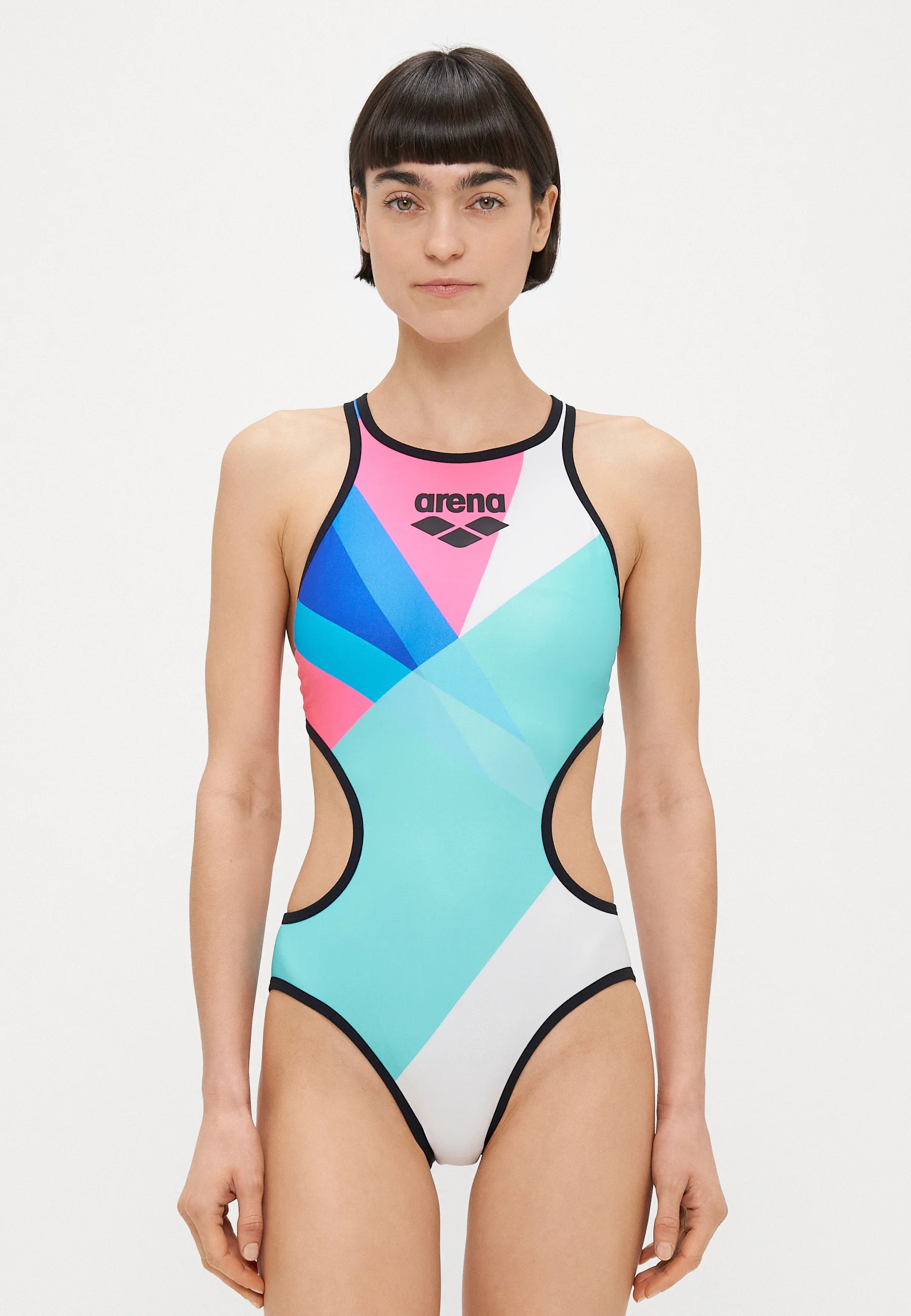 Arena One Placement Tech Back One-Piece Swimsuit – Multi, Black