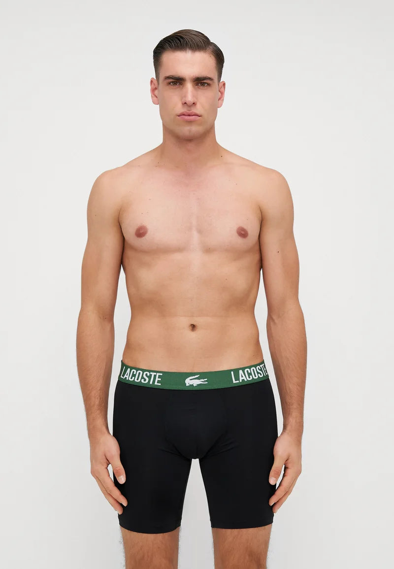 Lacoste Sport Performance Unterwäsche 3er-Pack Stretch-Unterhosen – Schwarz, Grün, Grau