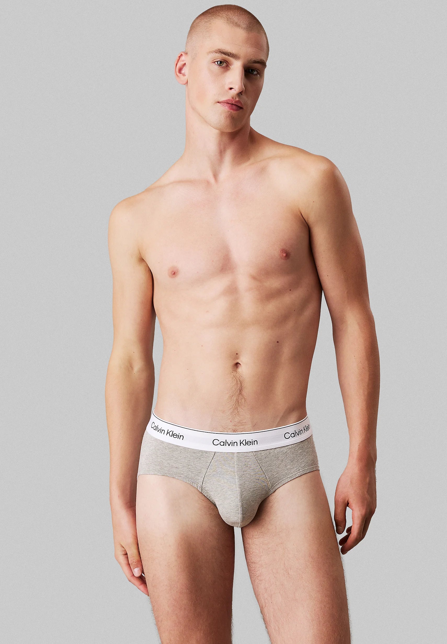 Calvin Klein Icon Baumwoll-Stretch-Hüftslips – 3er-Pack – Shoreline, Grey Heather, Lively Teal