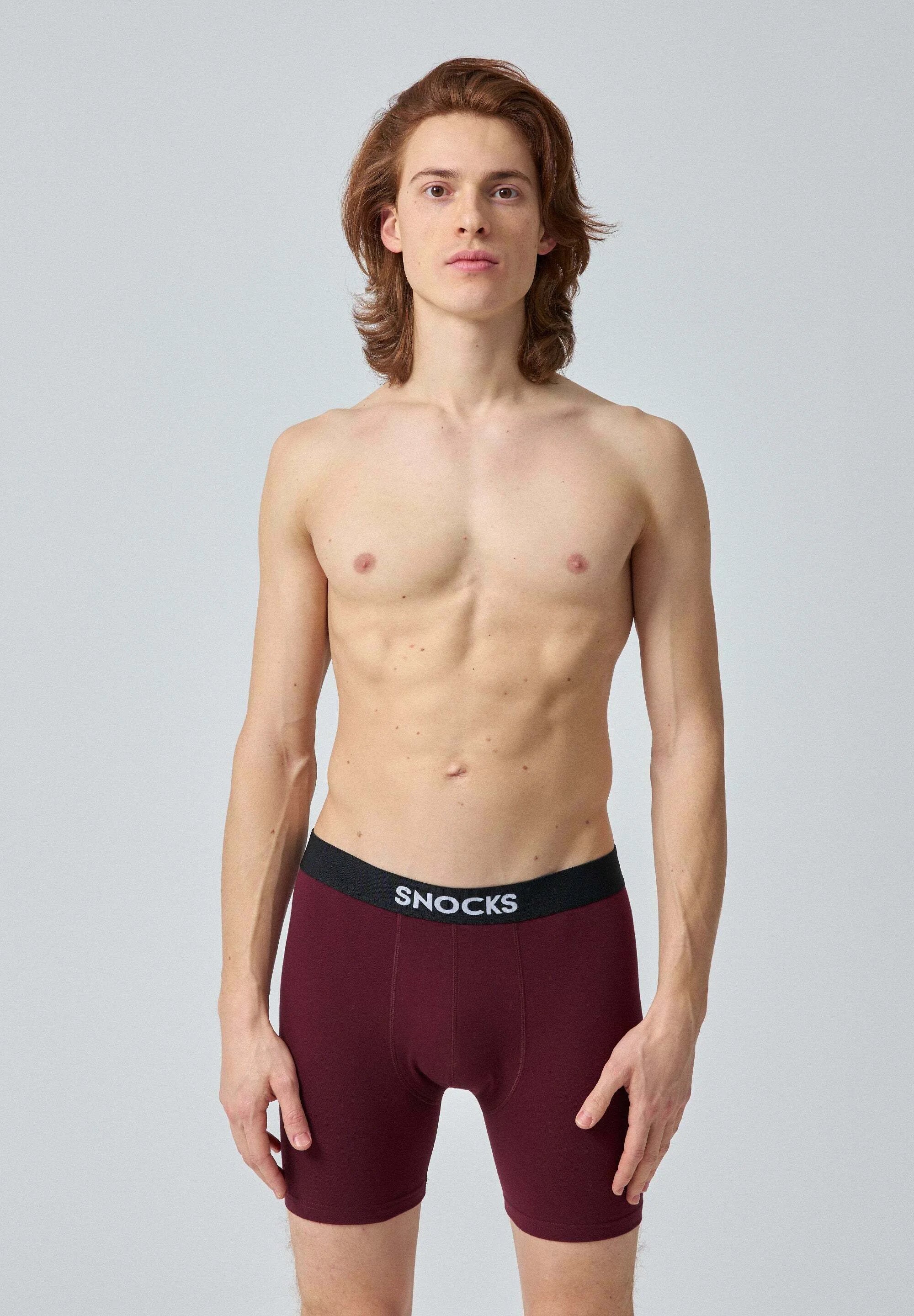 Slip boxer a gamba lunga SNOCKS: rosso, oliva, blu