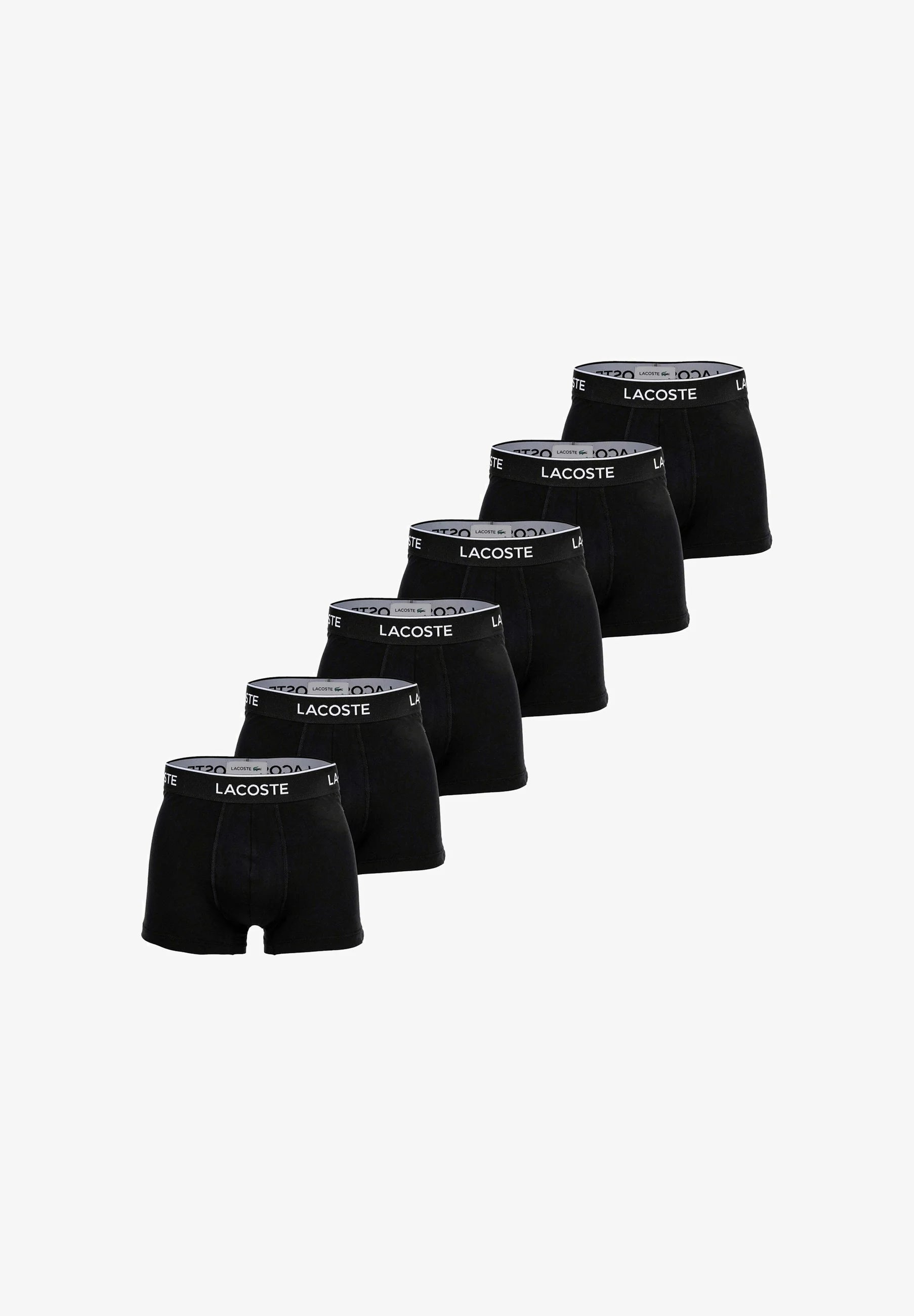 Lacoste 6 Pack Casual Stretch Logobund Trunks – Black