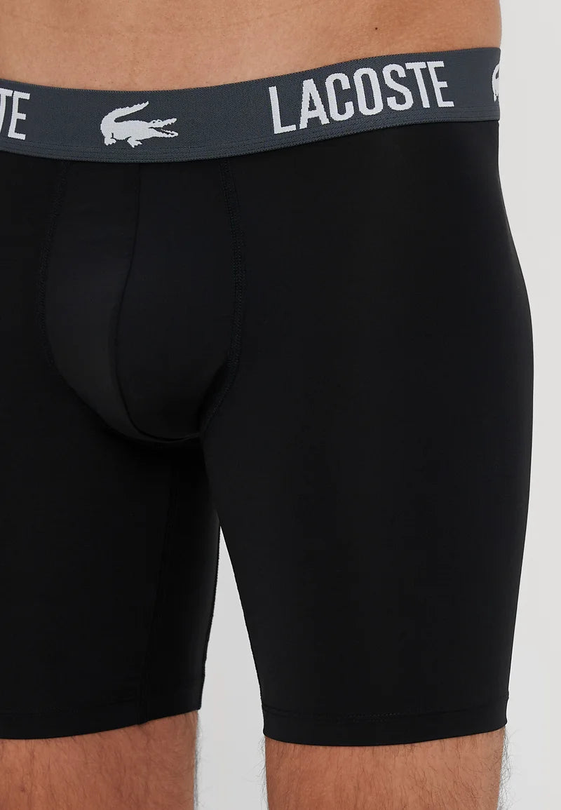 Lacoste Sport Performance Unterwäsche 3er-Pack Stretch-Unterhosen – Schwarz, Grün, Grau