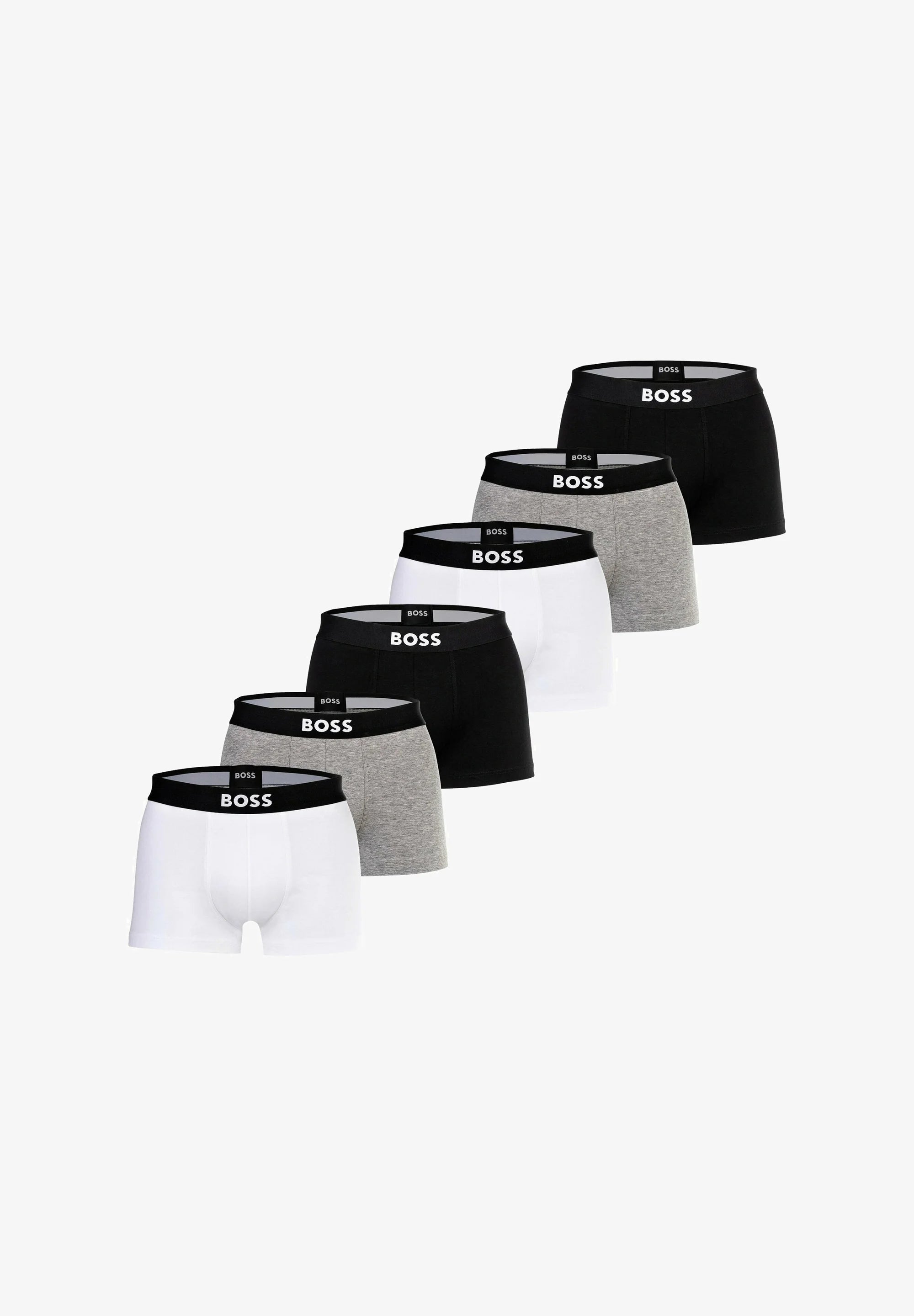 BOSS Lot de 6 boxers stretch à logo – Noir, Gris, Blanc