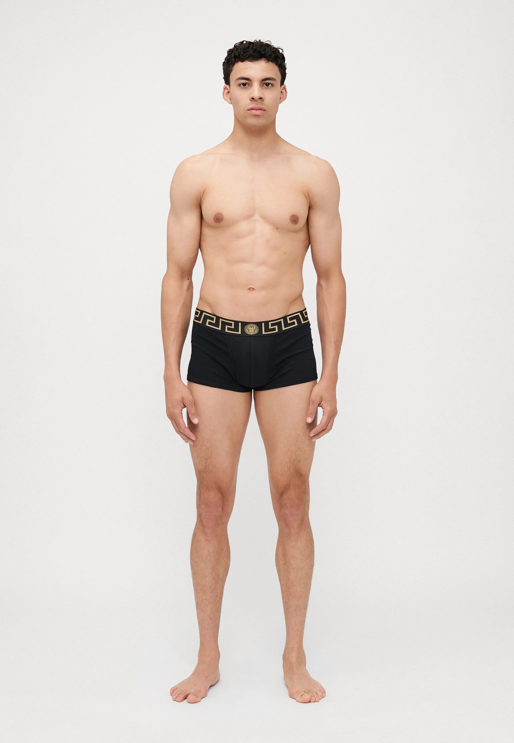 Nízké trenky Versace Cotton Stretch – černé, zlaté barvy