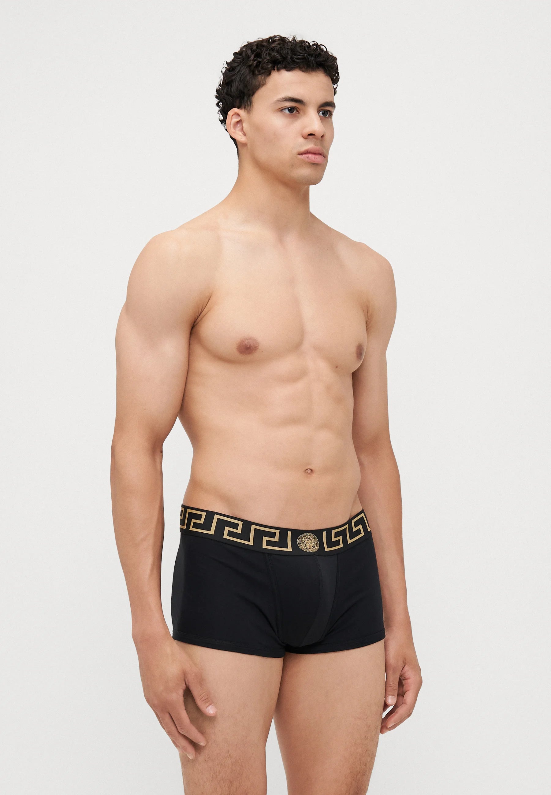 Nízké trenky Versace Cotton Stretch – černé, zlaté barvy