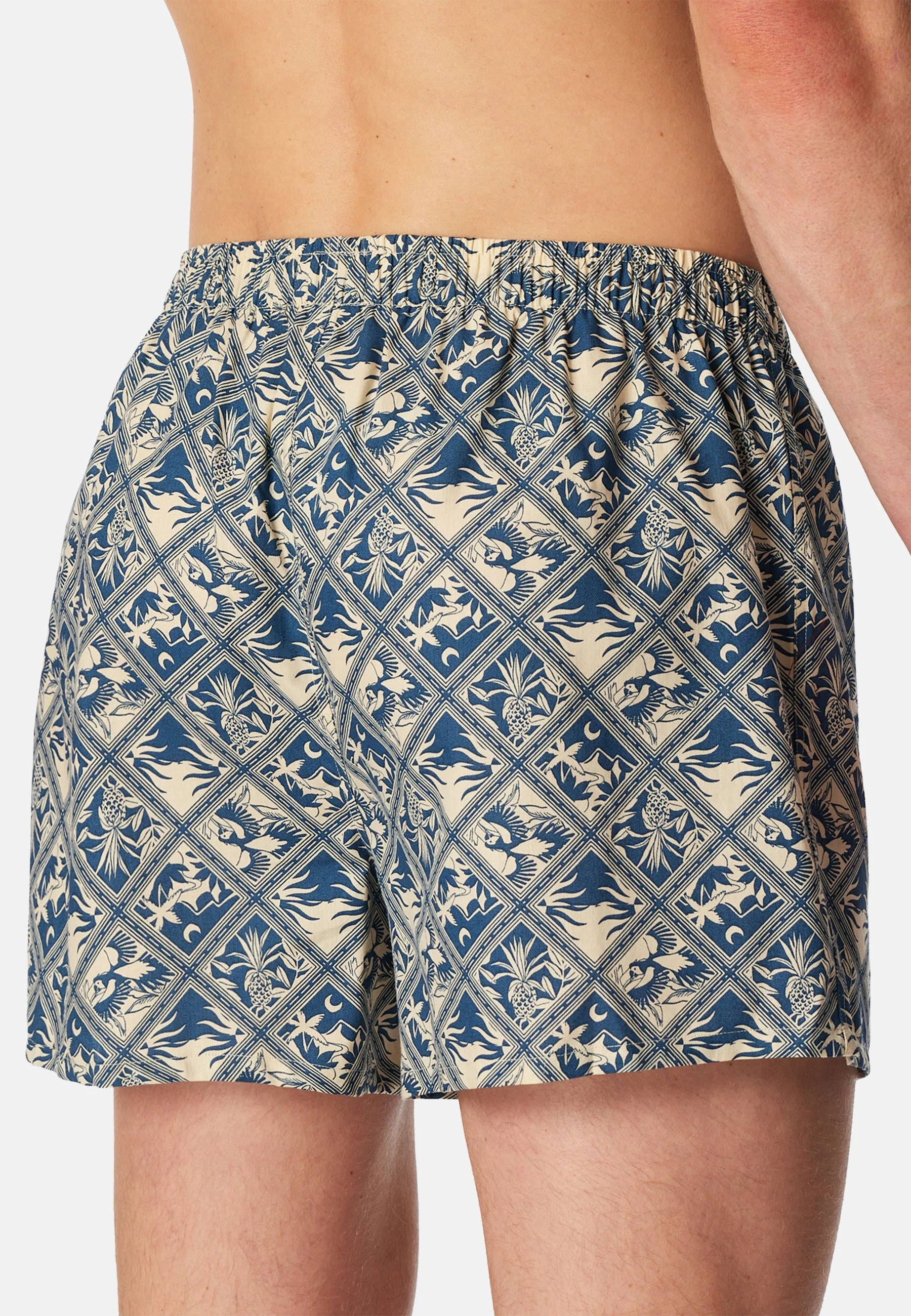 Schiesser Lot de 2 boxers classiques en coton – Bleu foncé, jaune clair
