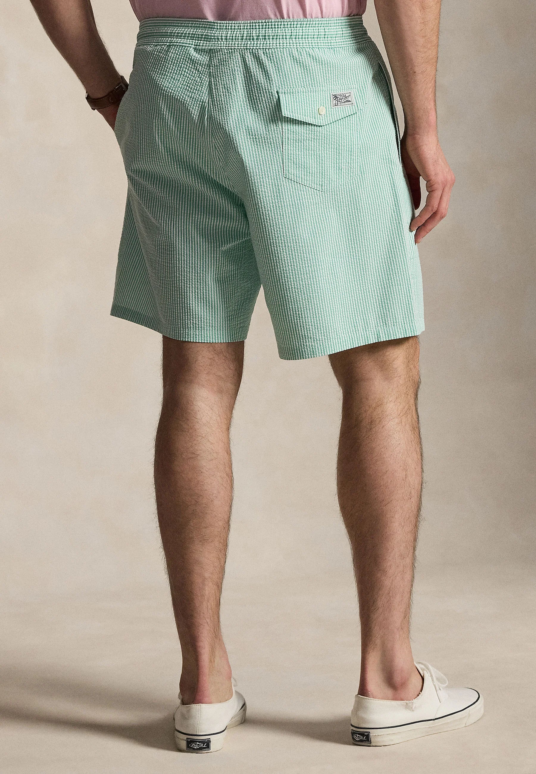 Spodenki kąpielowe Polo Ralph Lauren Big & Tall Key West Green Stripe Traveler – zielony, biały