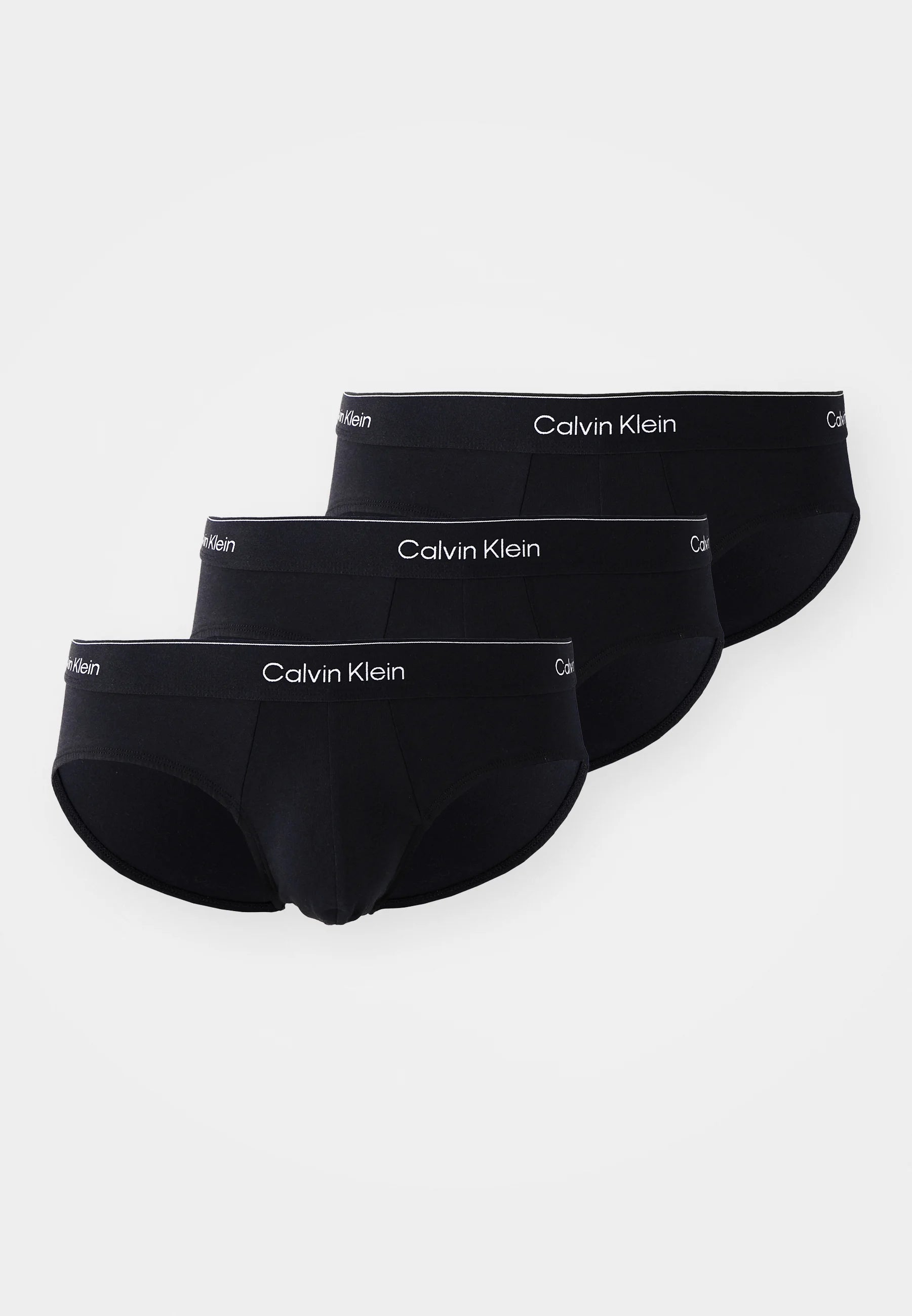 Calvin Klein Icon Cotton Stretch Hip Briefs – 3 Pack – Black with Black Waistbands