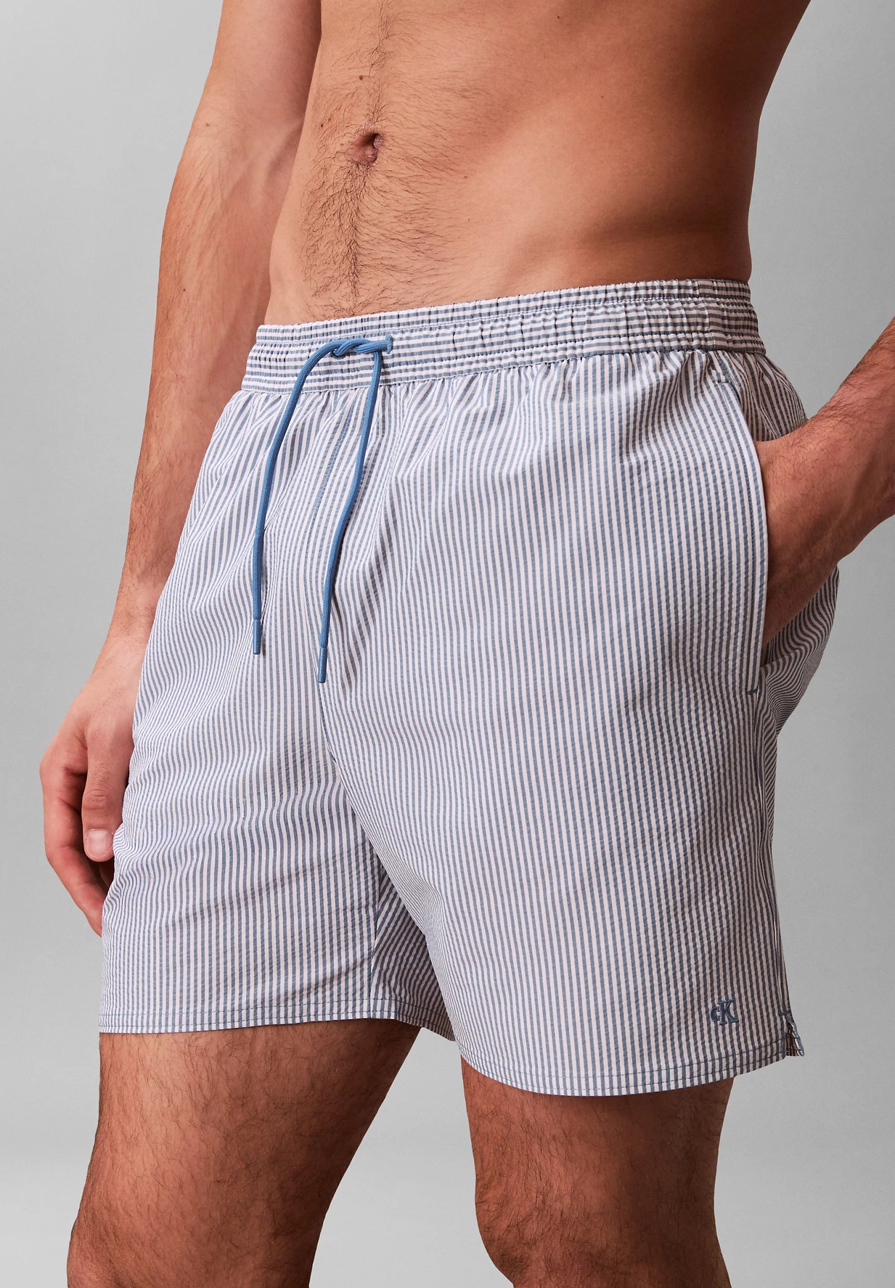 Pantaloncini da bagno medi con coulisse Calvin Klein - Blu Liberty, Bianco