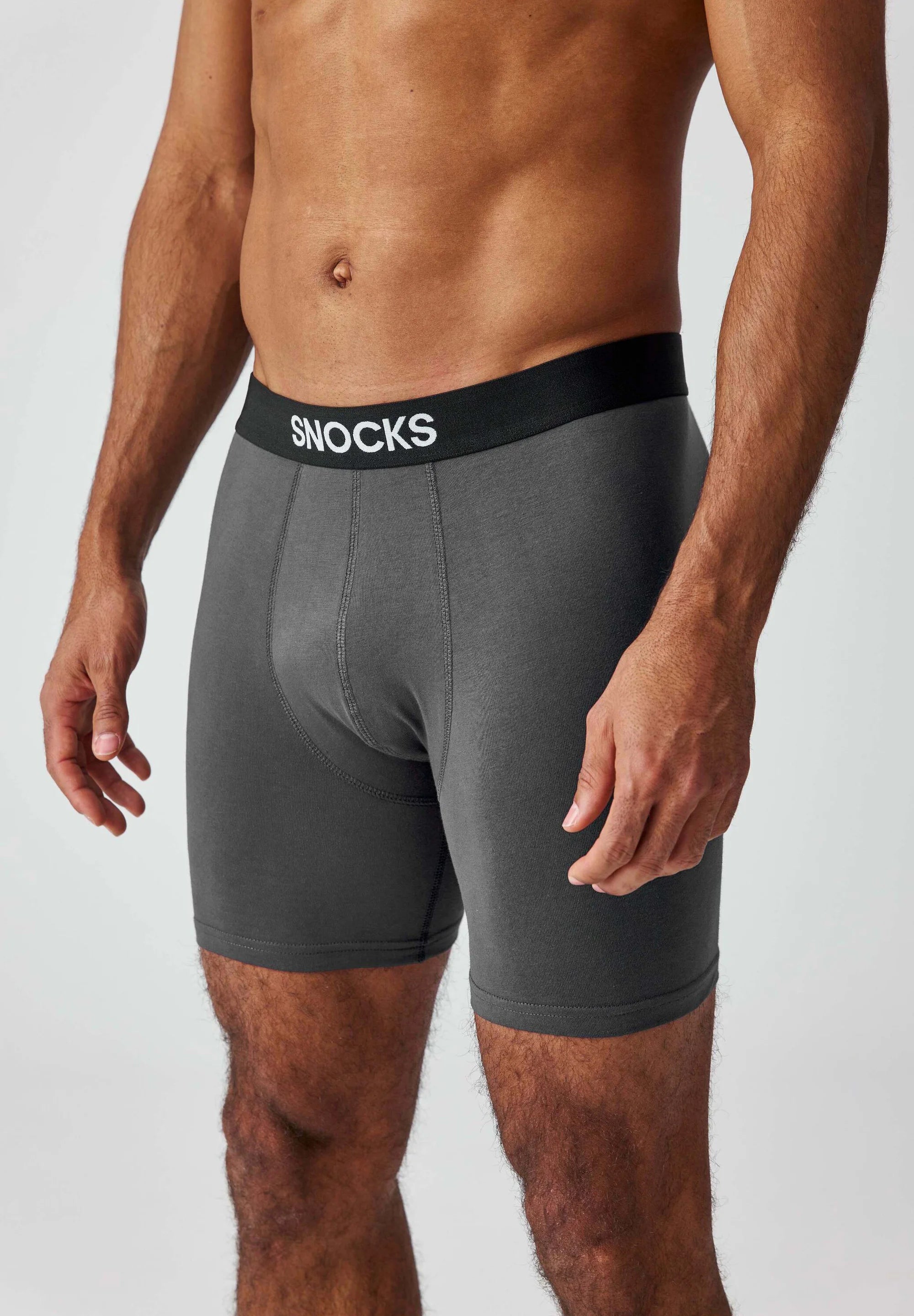 SNOCKS Long Leg Boxer Briefs – Black, Grey, Dark Blue