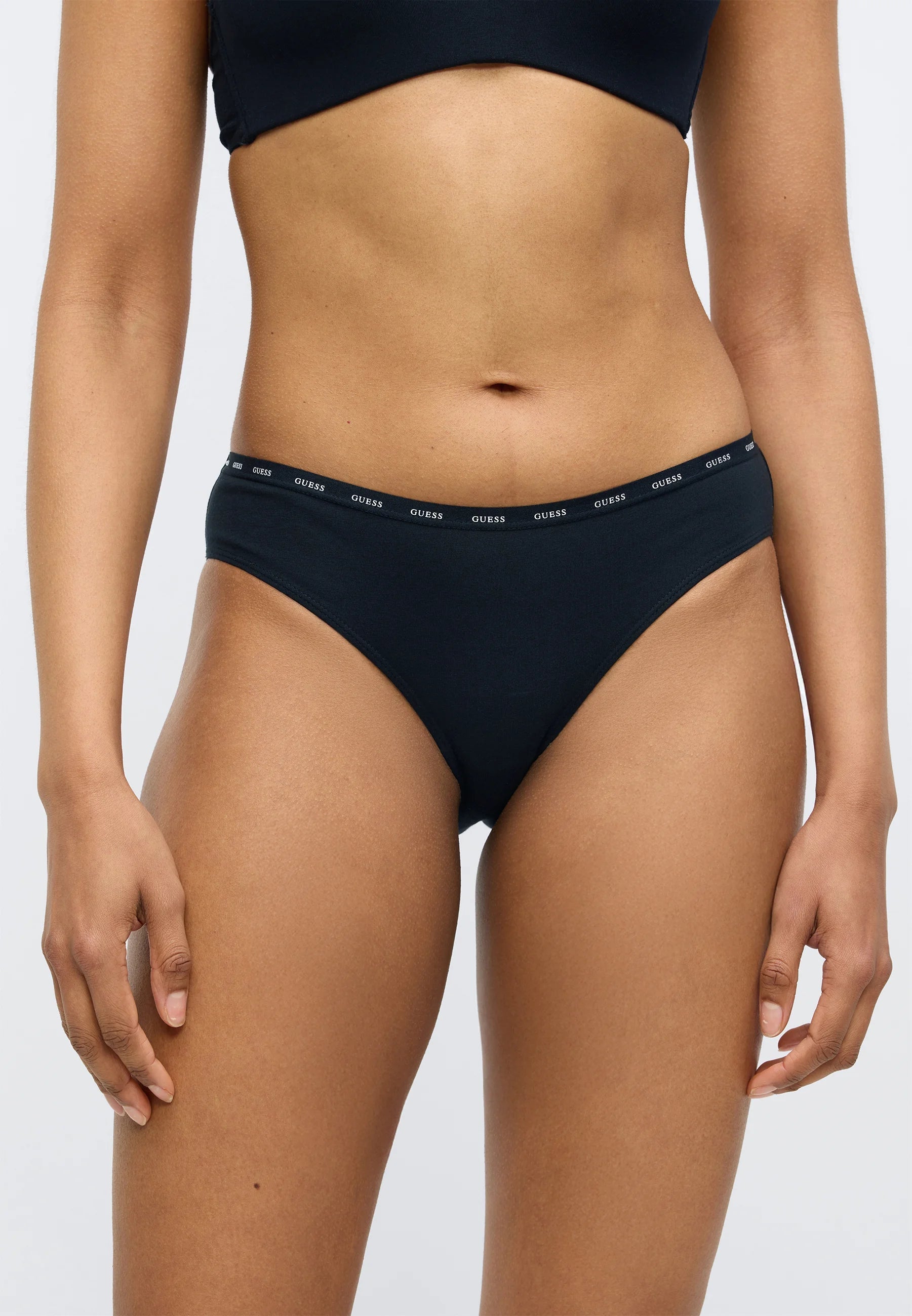 Lot de 3 slips Guess Basic en coton – rose, blanc, noir