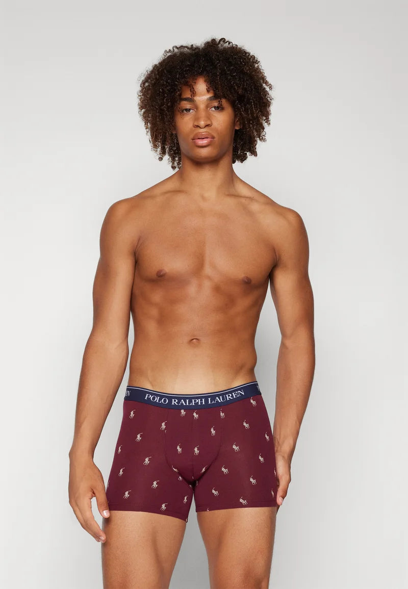 Polo Ralph Lauren Cotton Stretch Boxer Briefs – 3 Pack – Bordeaux, Grey, Dark Blue