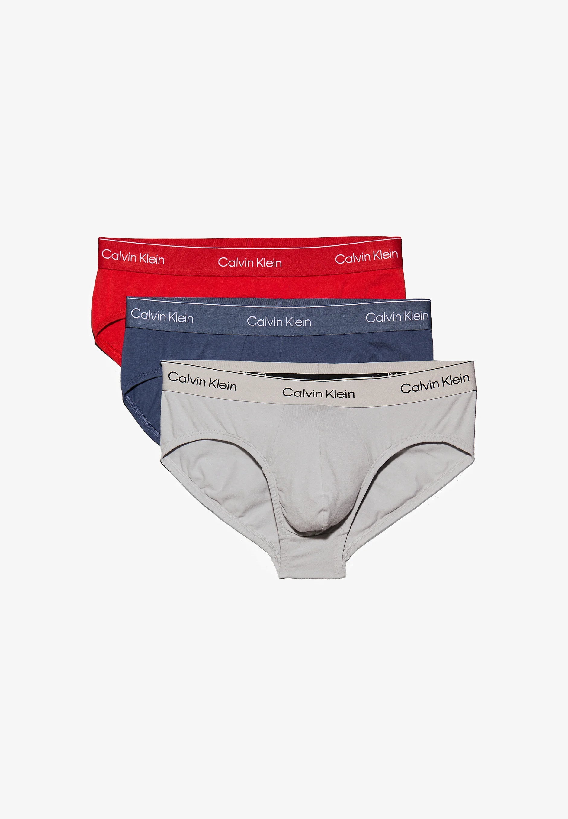 Calvin Klein Icon Cotton Stretch Hip Briefs - Lot de 3 - Indigo Vintage, Micro Chip, Blanc Molten