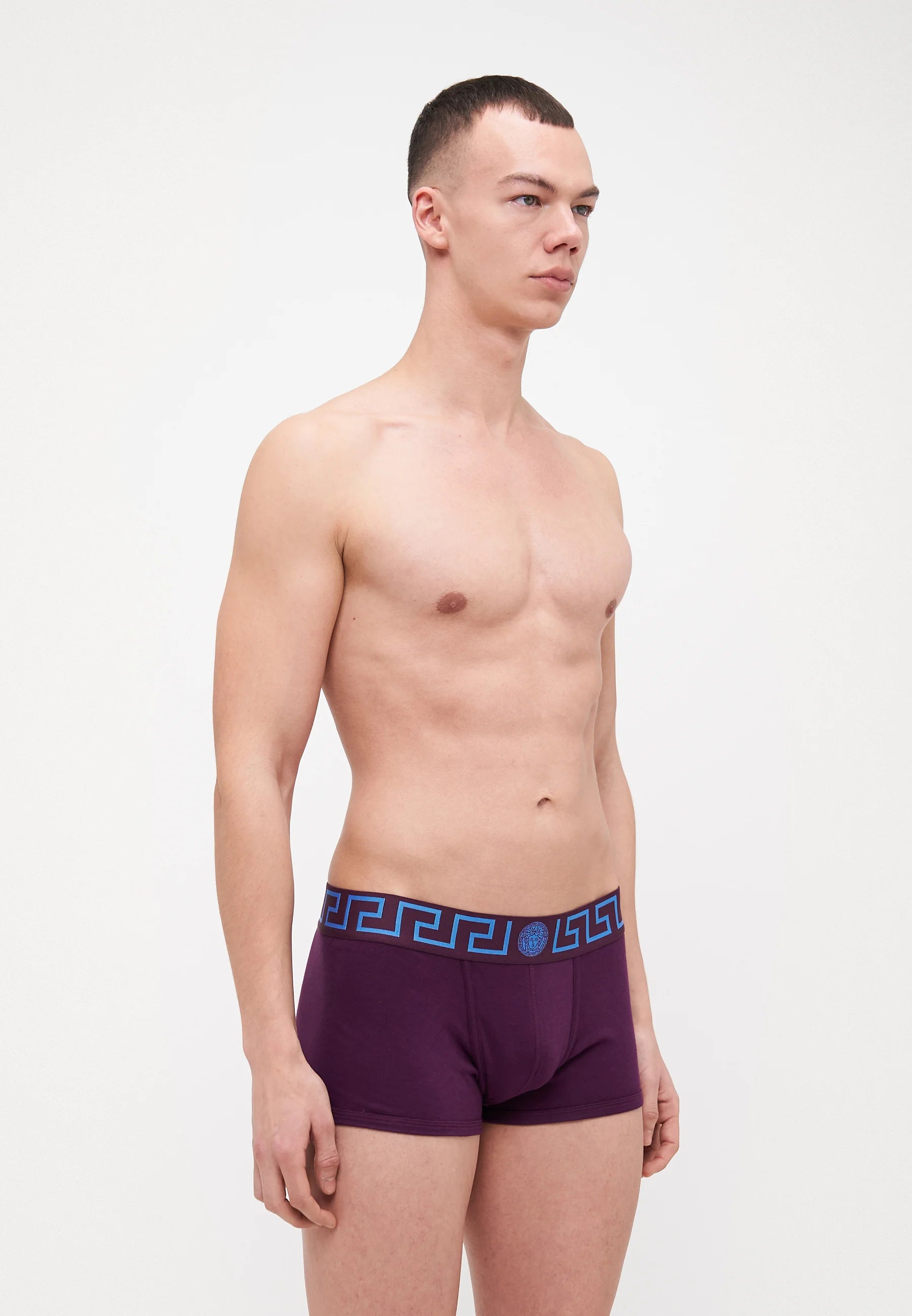 Versace Cotton Stretch Low Rise Trunks – tmavý lilek, inkoustově modrá