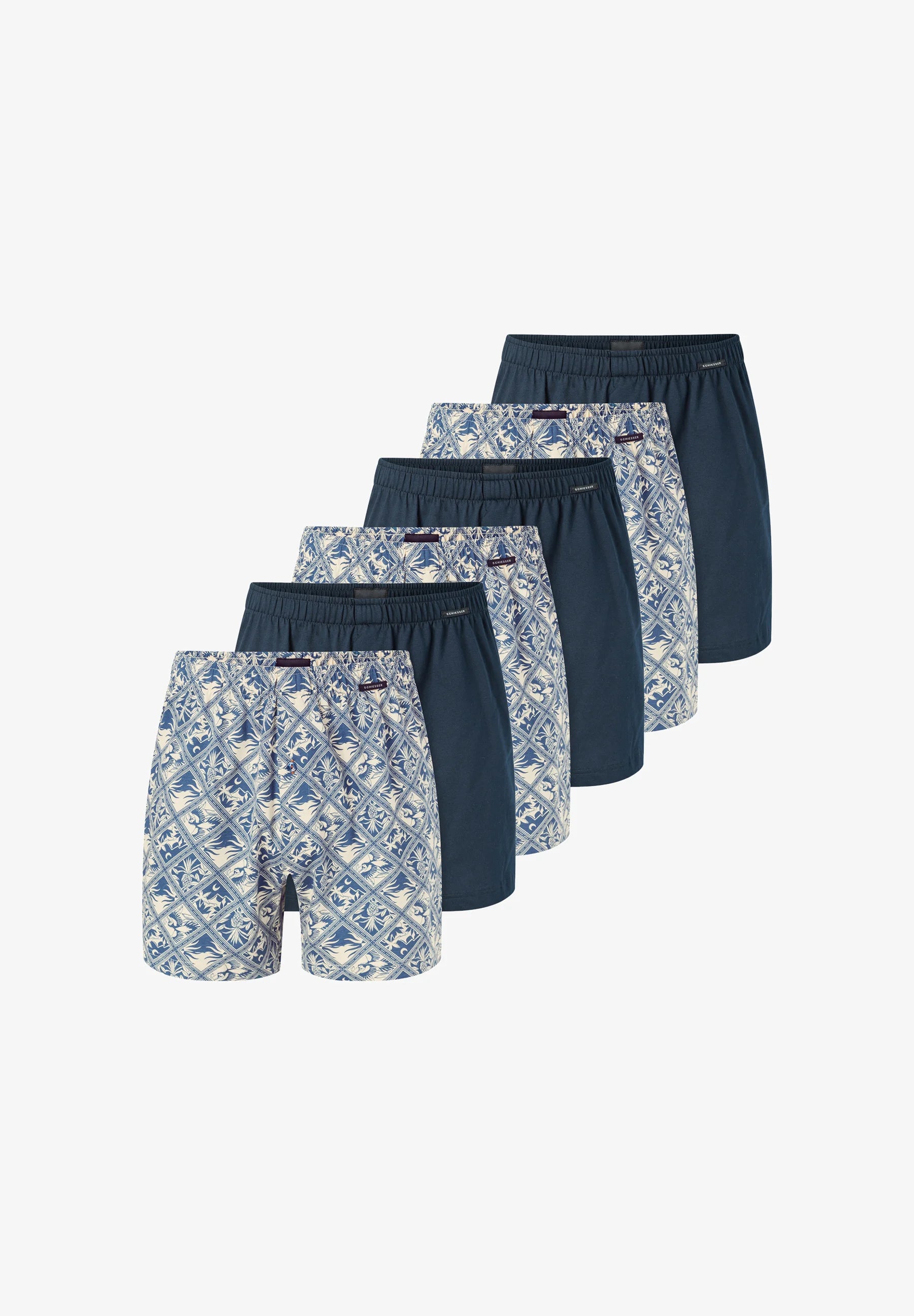 Boxerky Schiesser Single Jersey 6 Pack – tmavě modré, žluté