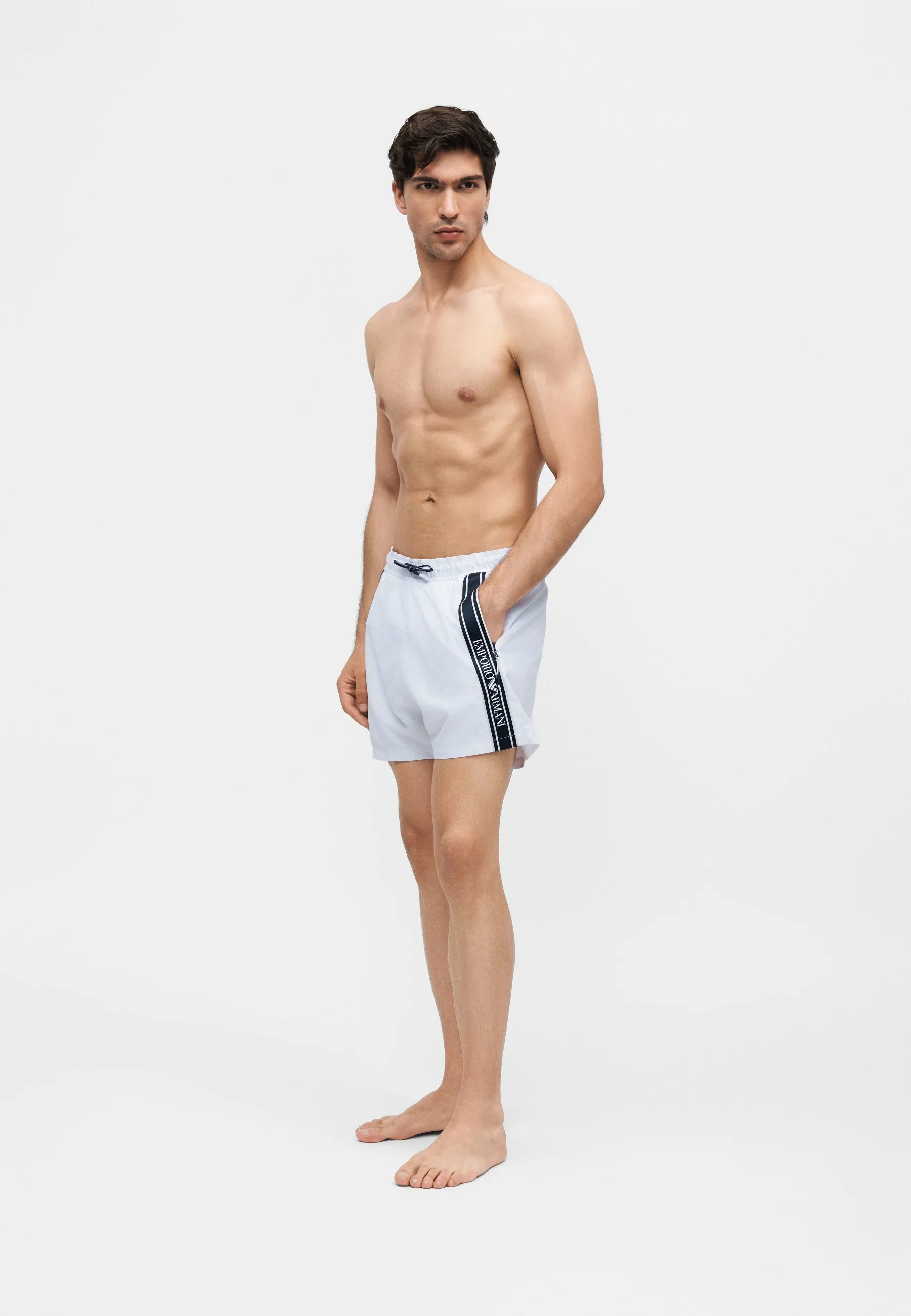 Pantaloncini da bagno Emporio Armani EA7 con logo - Bianco