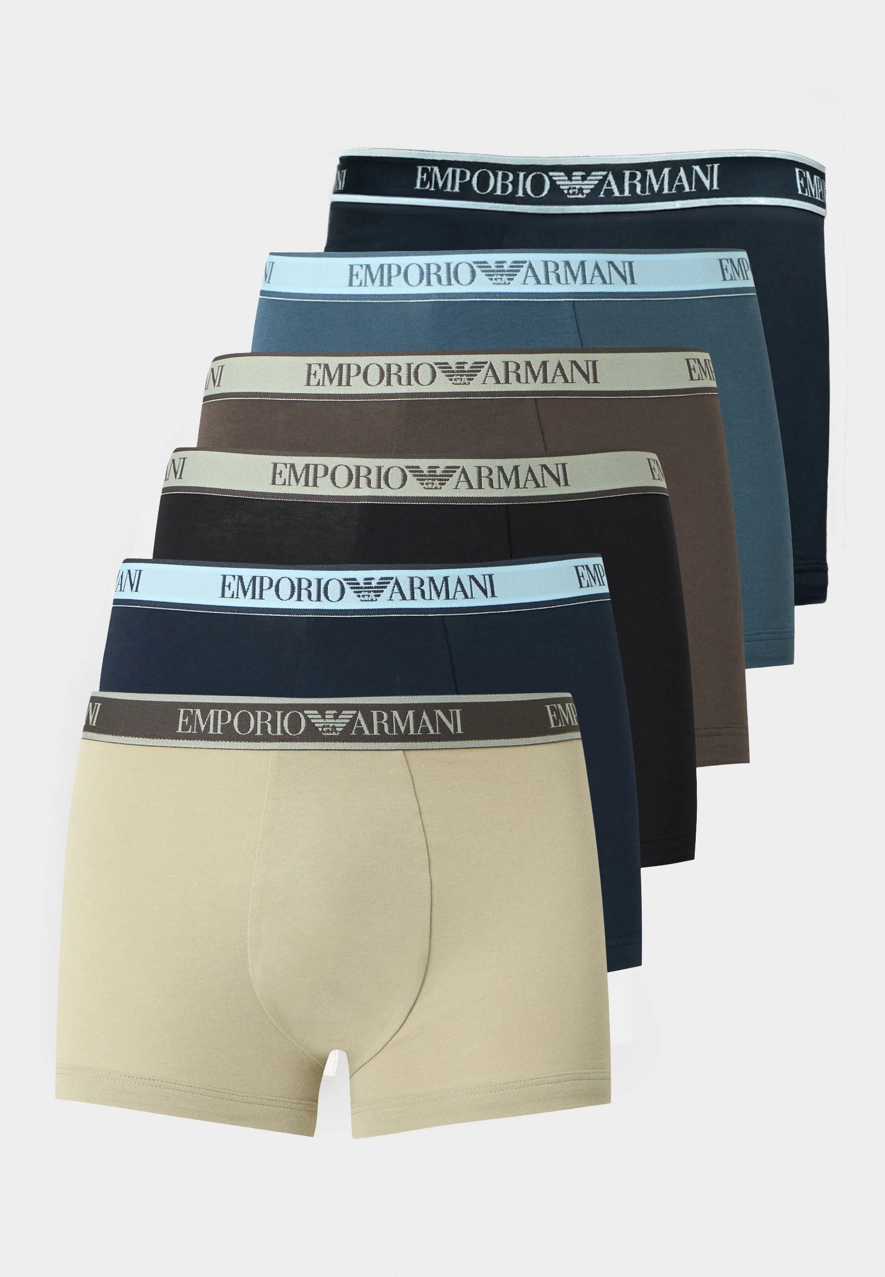 Emporio Armani CORE Logoband 6 Pack kufry – Sage, Raven, Black, Blue, Orion