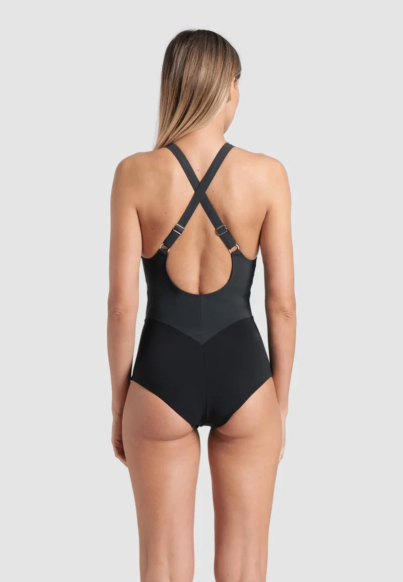 Arena Shapewear Silvia B-Cup One-Piece Swimsuit – Black Night, Grey, White