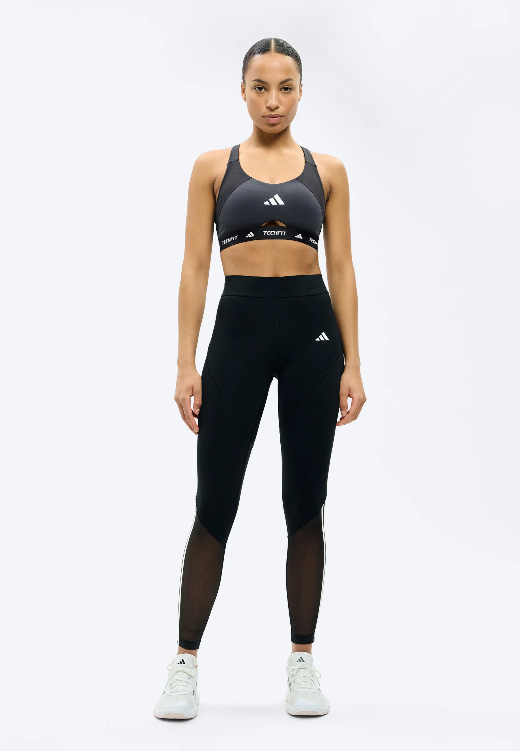 Biustonosz Adidas Performance Techfit Color Block Medium Support – czarny, karbonowy