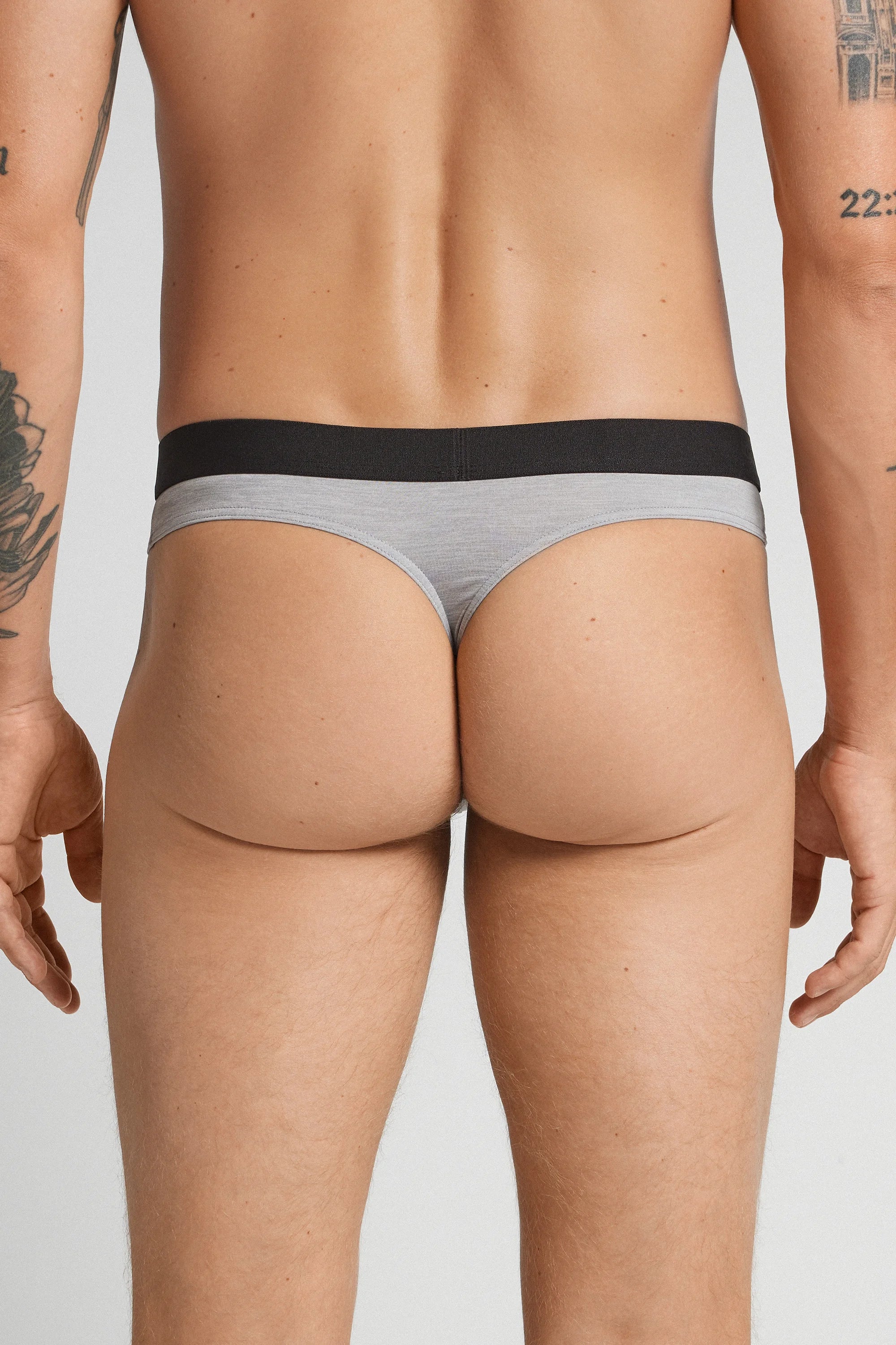 String UIMAN Intimissimi Uomo G-String Logo – Gris Pâle