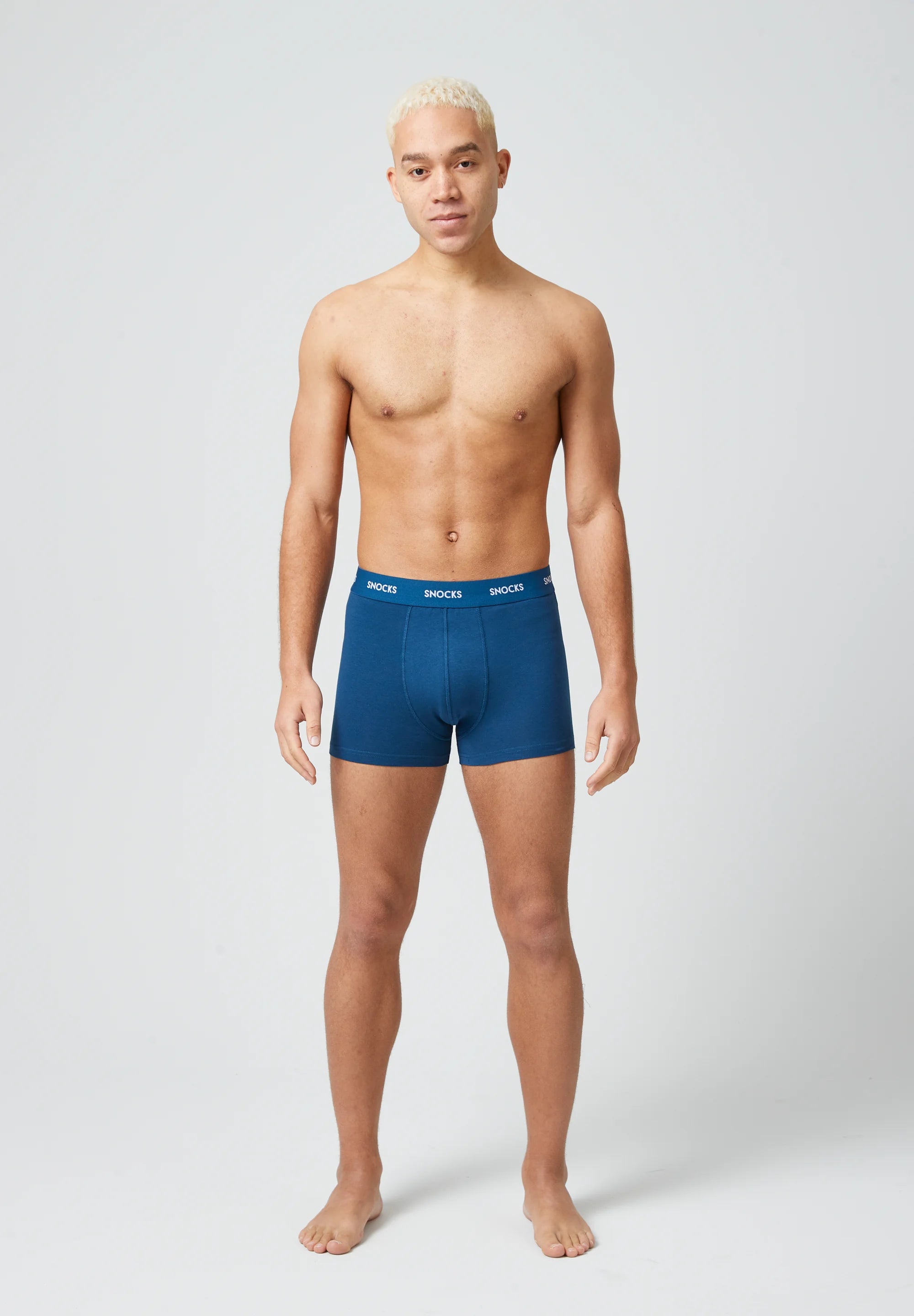 SNOCKS 6er-Pack Unterhosen mit farbigem Bund – Blau gestreift