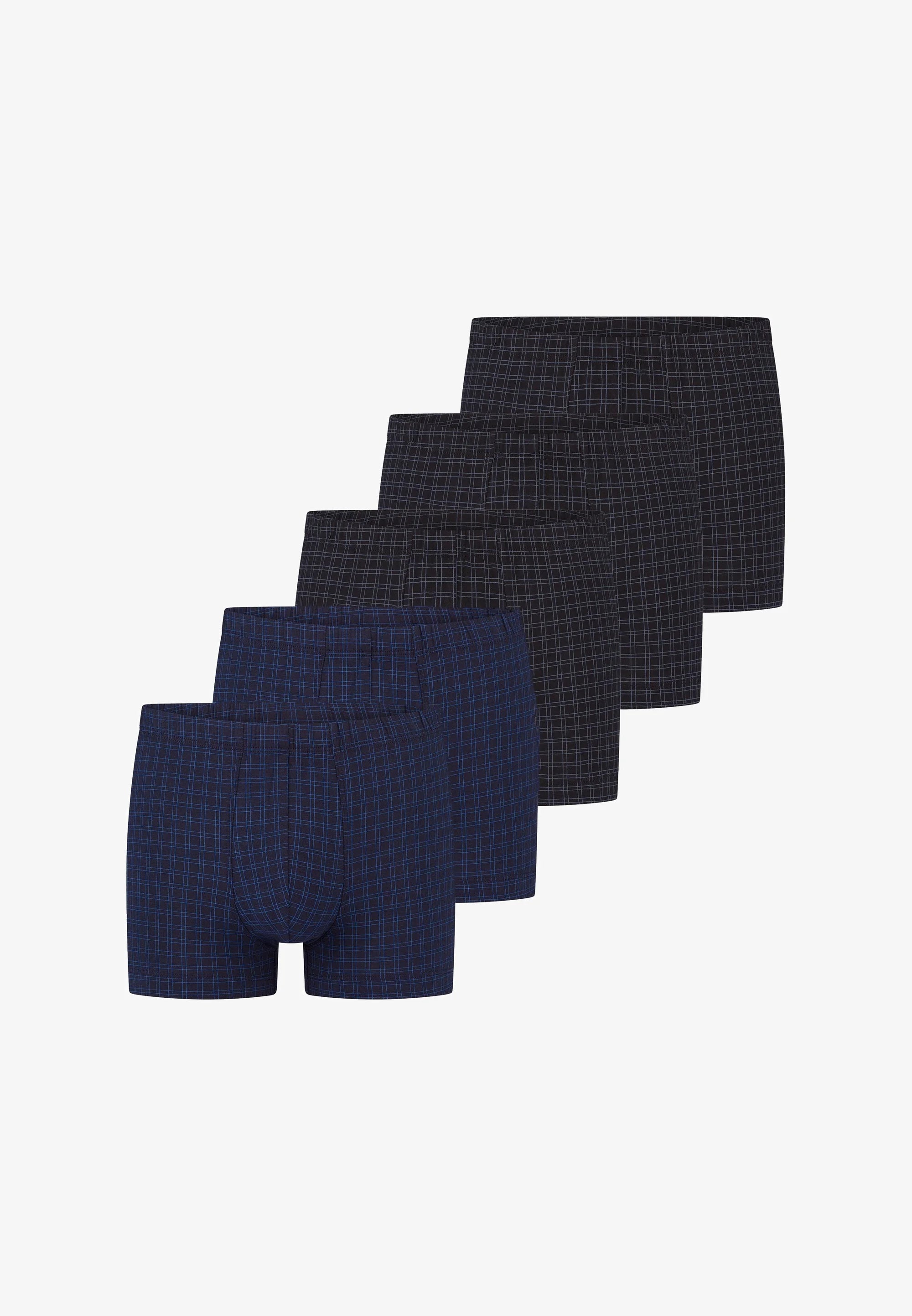 Schiesser Casual Cotton 5 Pack Trunks – Black, Dark Blue
