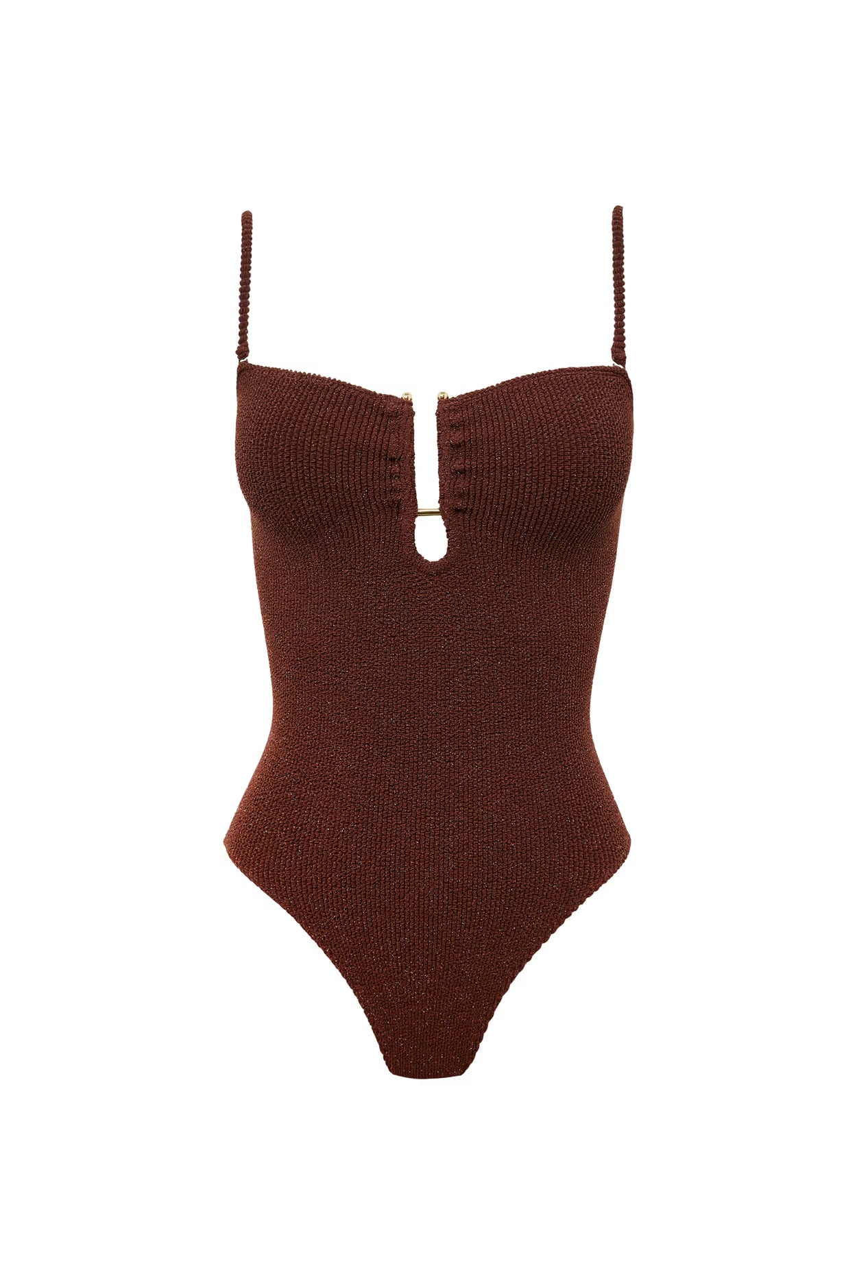 ETAM Onesize Maillot de Bain Une Pièce Stretch avec Bijoux en Métal – Chocolat