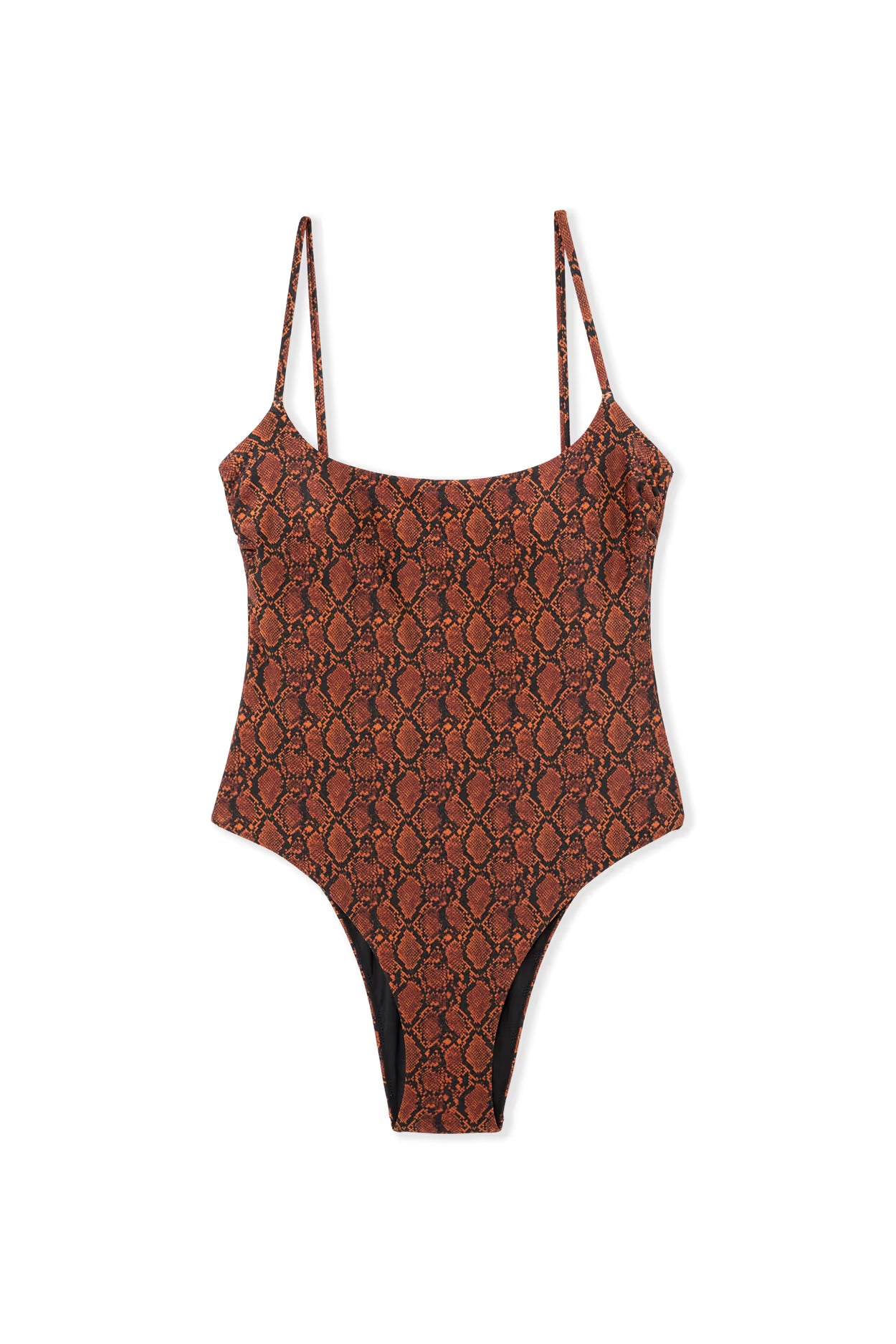 ETAM Einteiliger Badeanzug mit Zephiro-Python-Print und Schmuckdetail – Print Braun