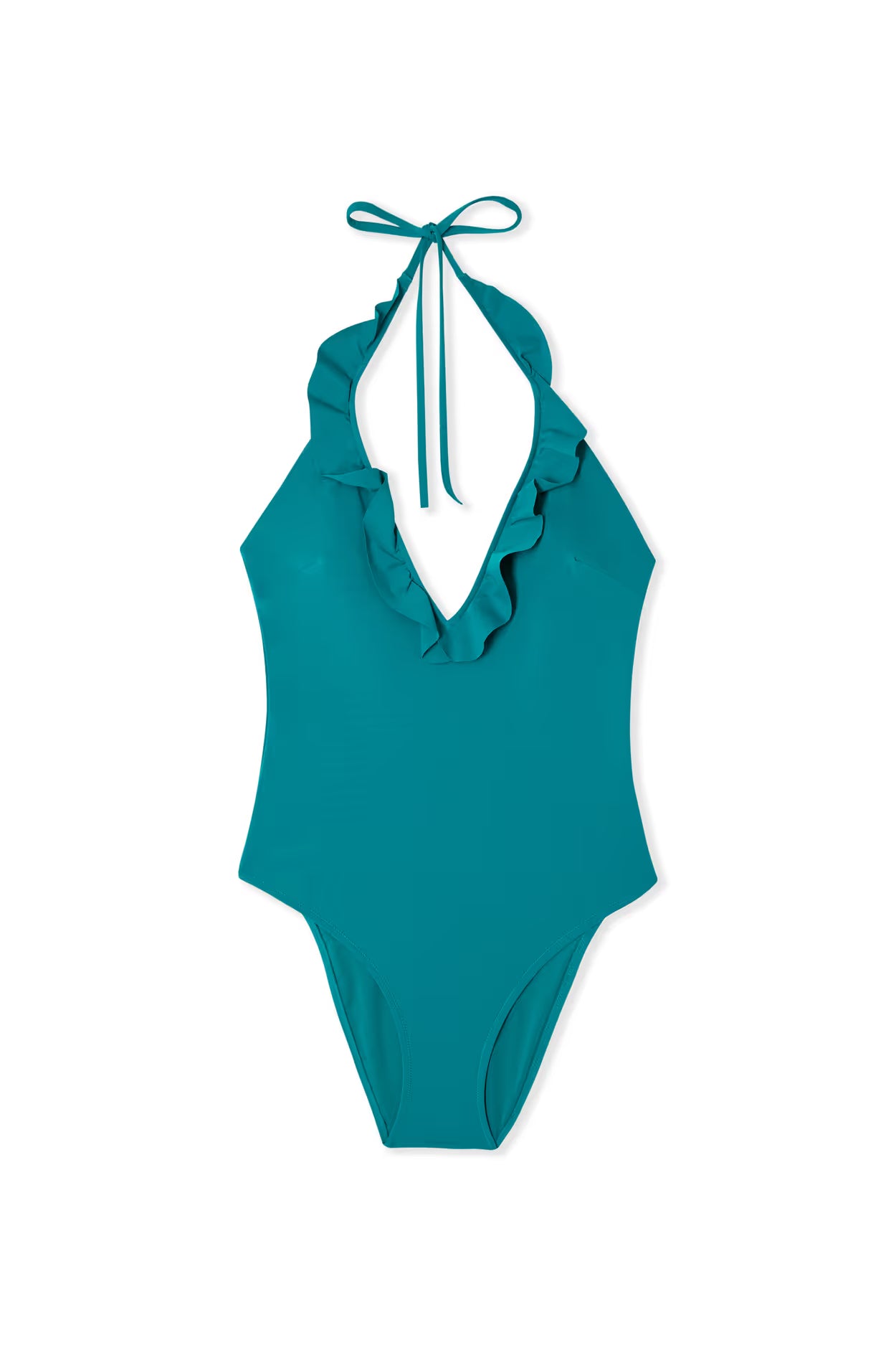 ETAM Dahlia Swim Einteiler-Badeanzug mit Rüschen – Dunkelgrün