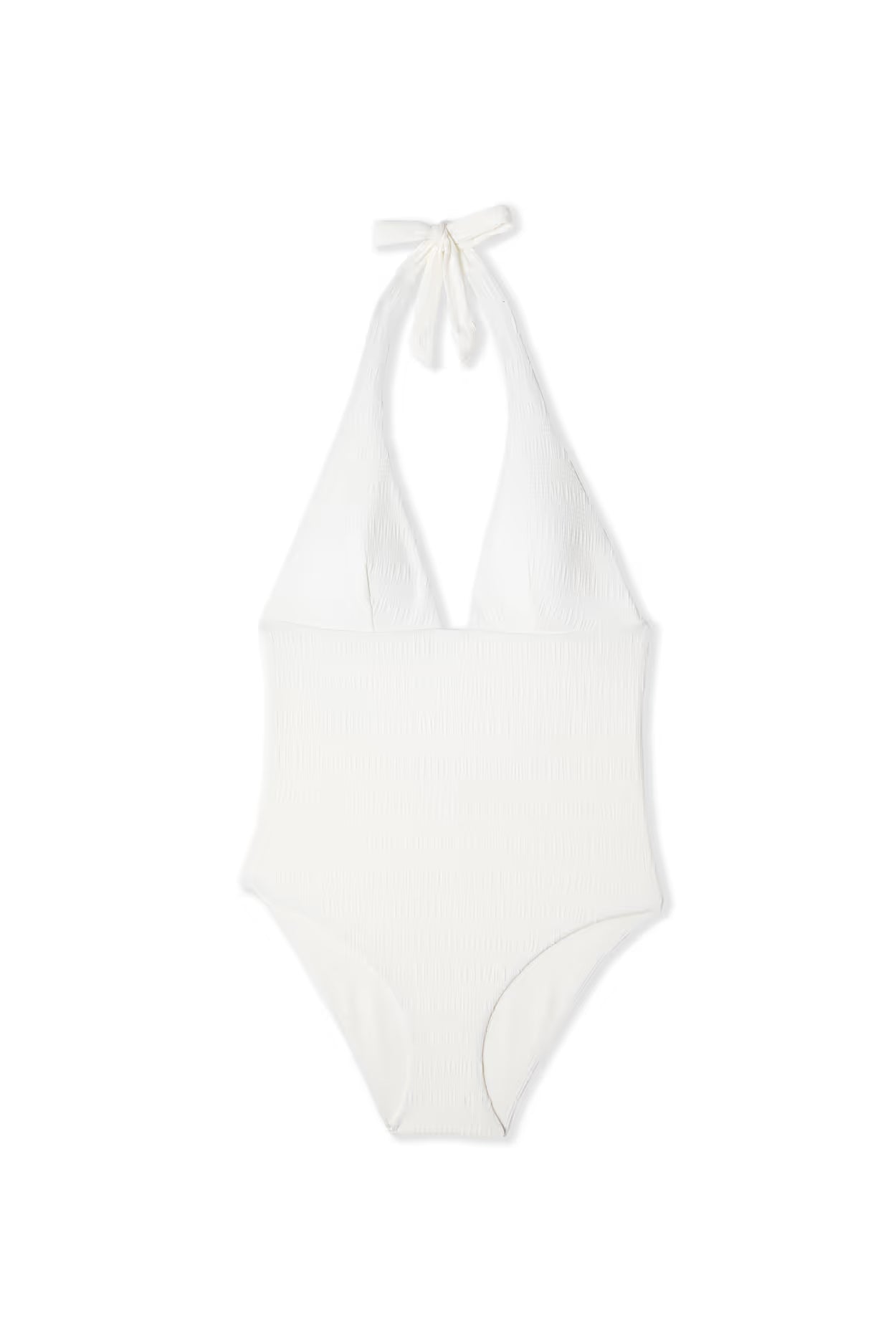 ETAM Magnolia Swim Textured One-Piece Swimsuit with Tie Detail – White