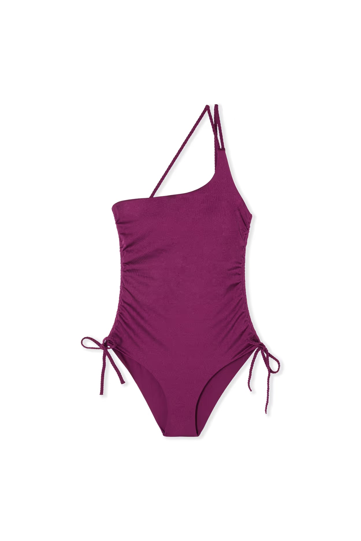 ETAM Tresse Swim Iridescent Asymmetrical One-Piece Swimsuit – Plum