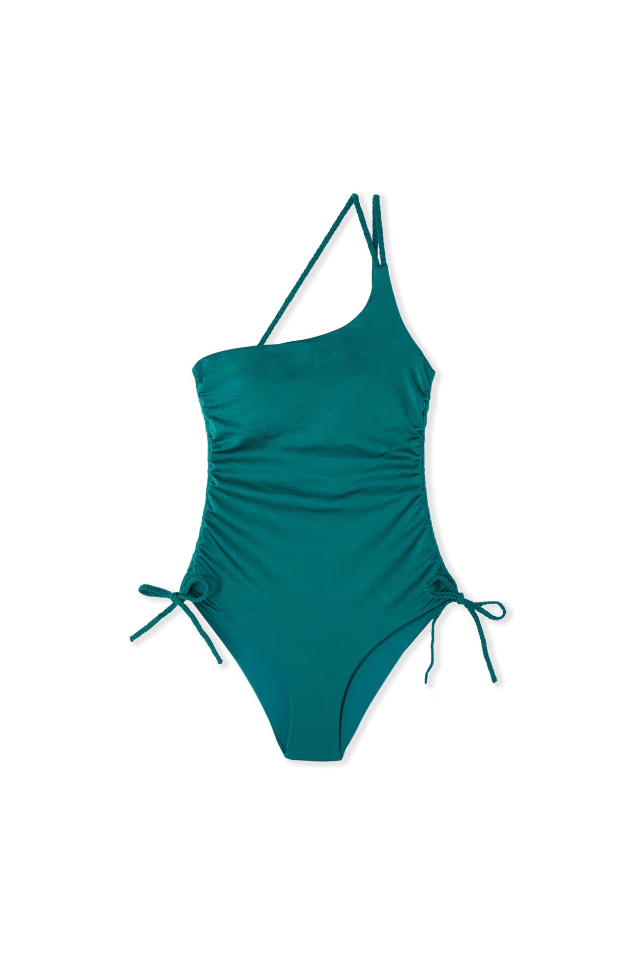 ETAM Tresse Swim Iridescent Asymmetric One-Piece Swimsuit – Goldest Green